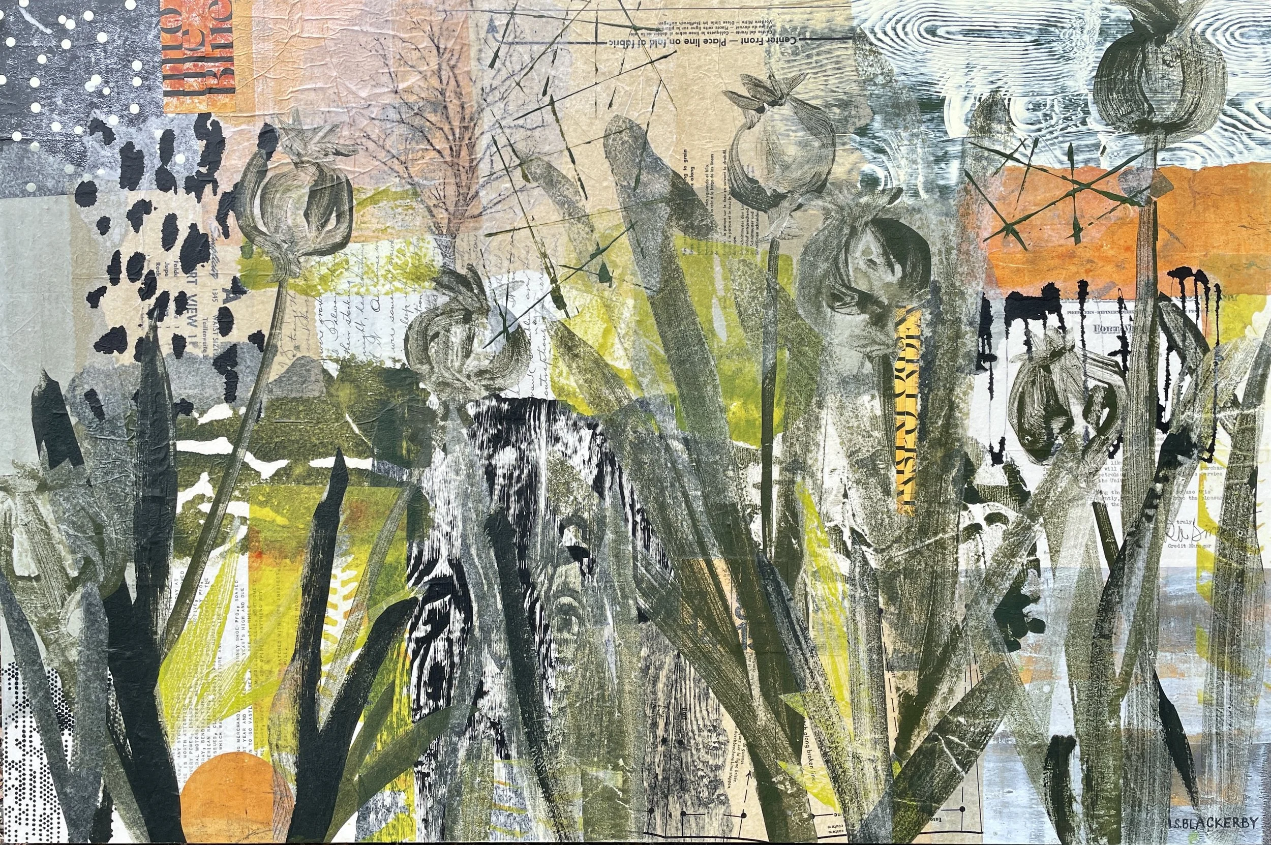 123. 'Vermont Autumn', collage, mixed media by Linda Blackerby