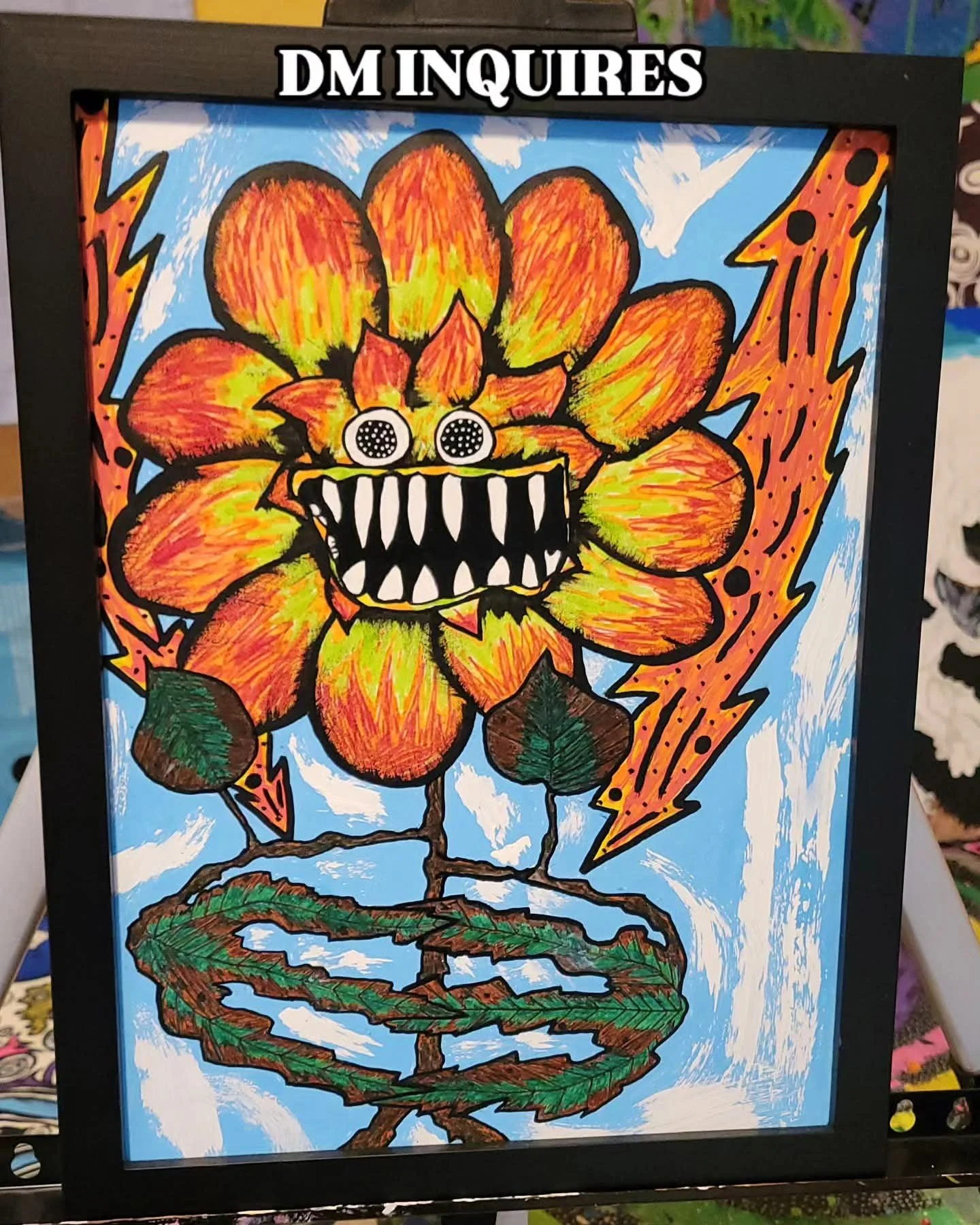 69. 'Rusty the monster Flower', Oil,Acrylic,watercolor markers by Tony Scarpinato