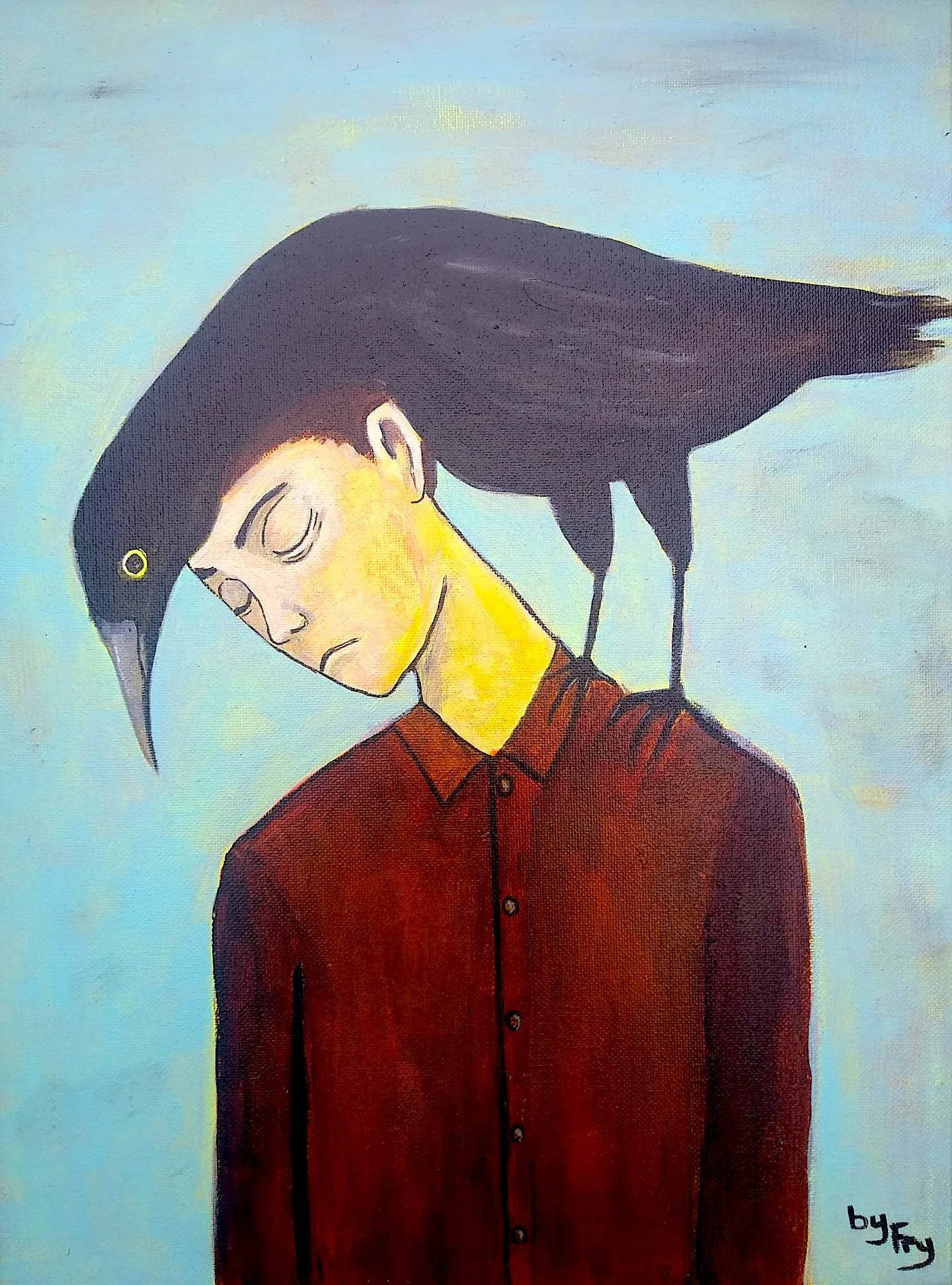 97. 'The Visit', Acrylic on board by Richard Fry