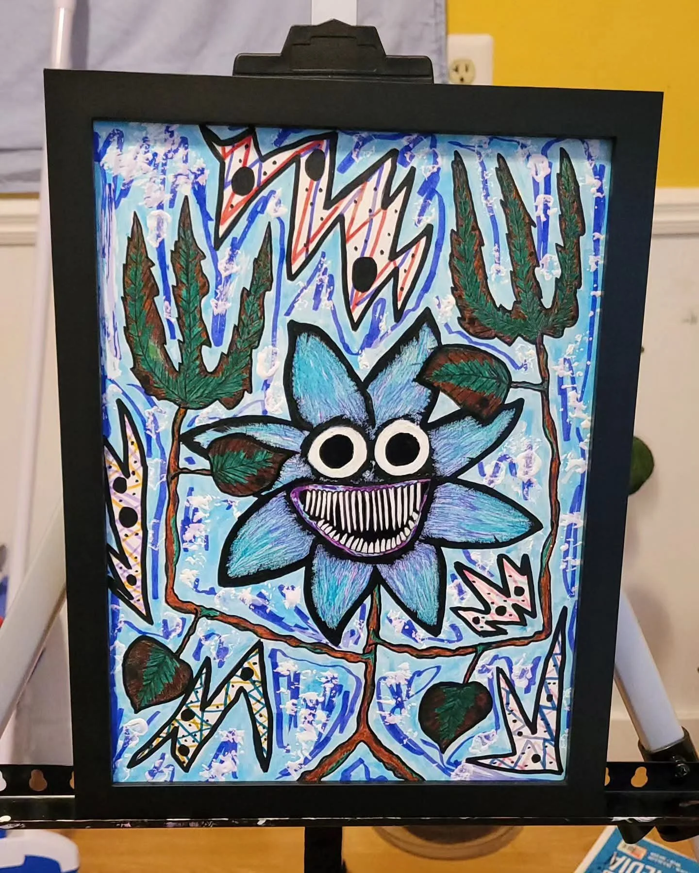 70. 'Spazz the monster Flower', Oil,Acrylic, watercolor markers by Tony Scarpinato