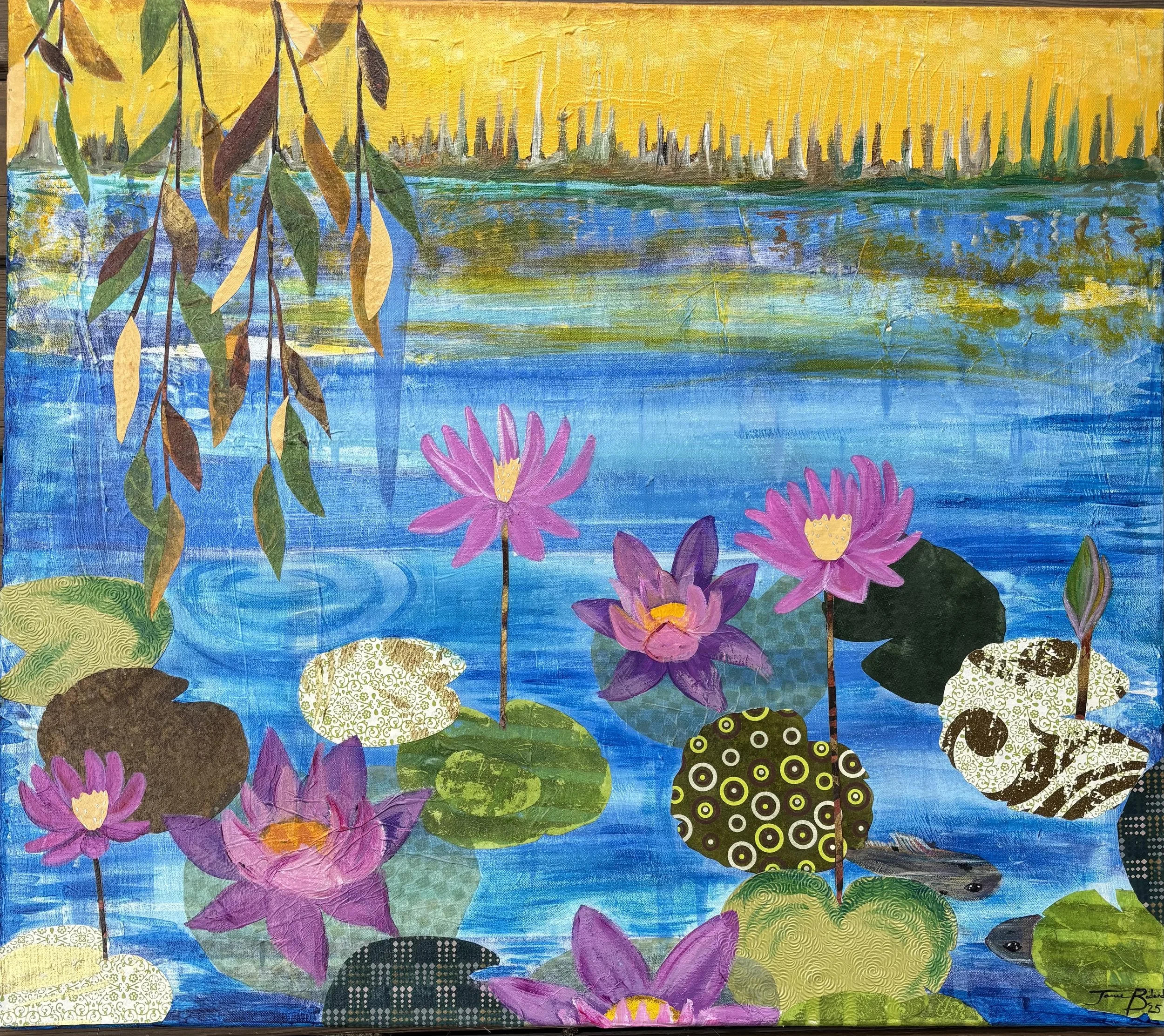 35. 'Fisherman’s Garden', Acrylic paint & collage by Jamie Bedard
