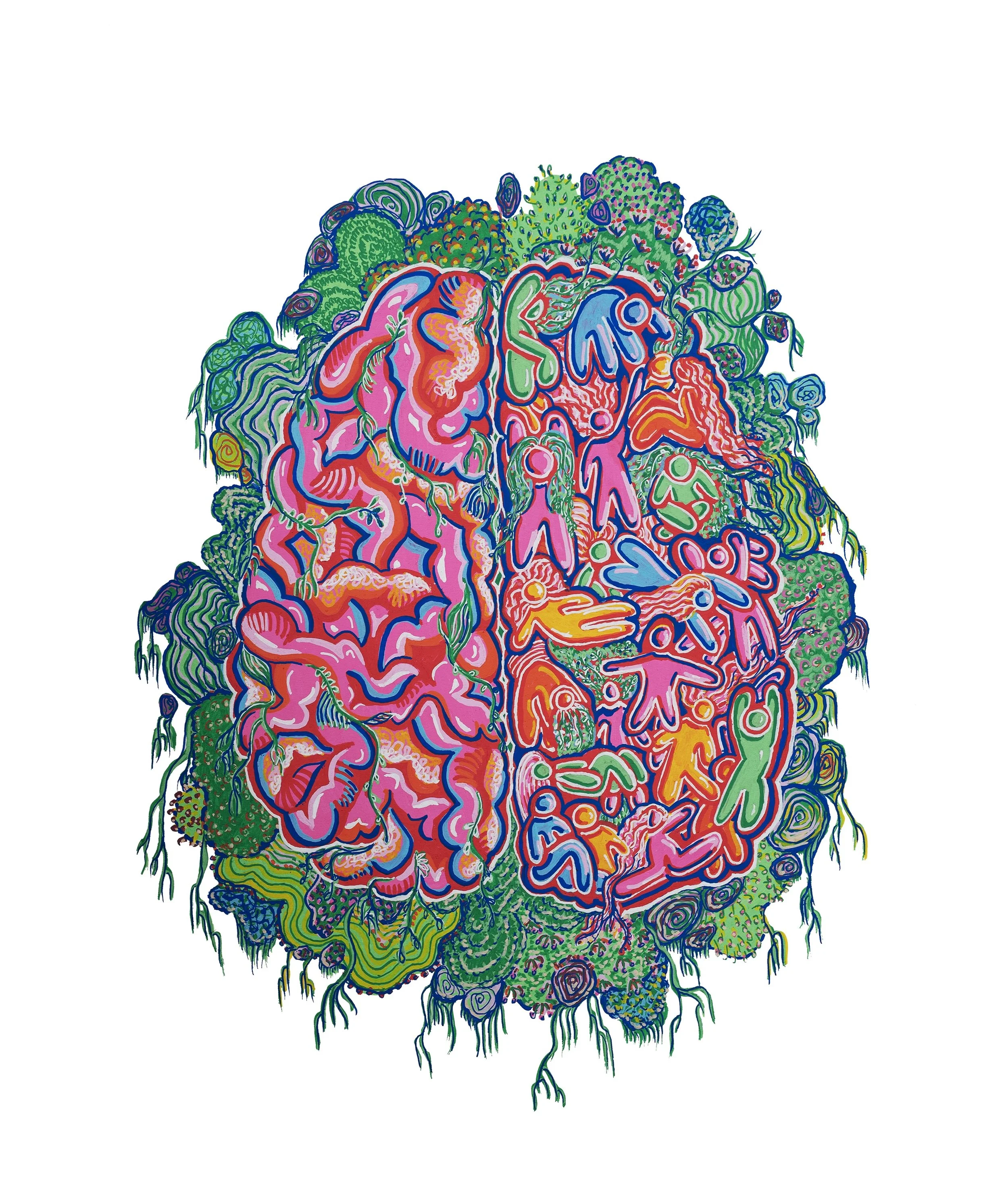 119. '"Collective Mind"', Acrylic Paint Marker on Paper by Emma Lowry
