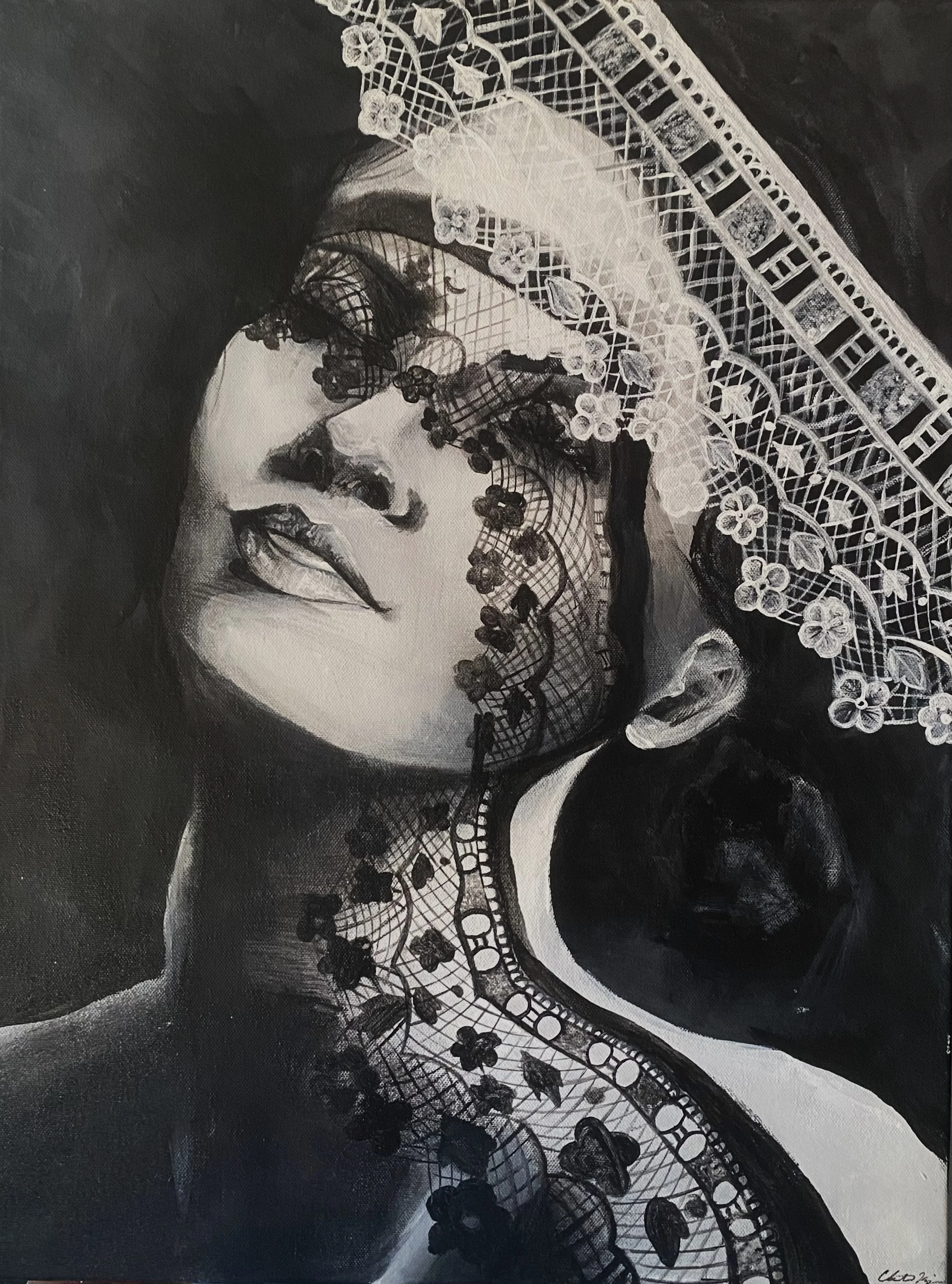 25. 'Lady in Lace', Acrylic by Chelsea Kuiper