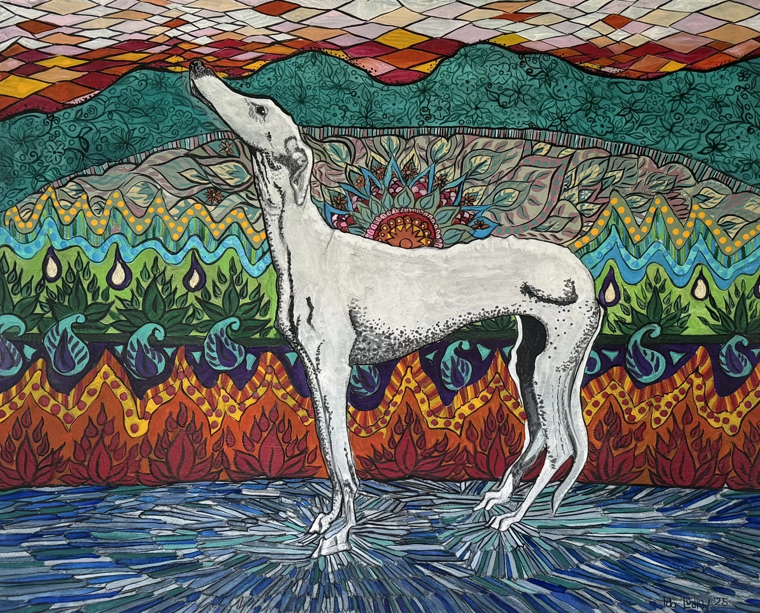 36. 'Greyhound', Acrylic by Ida Ludlow