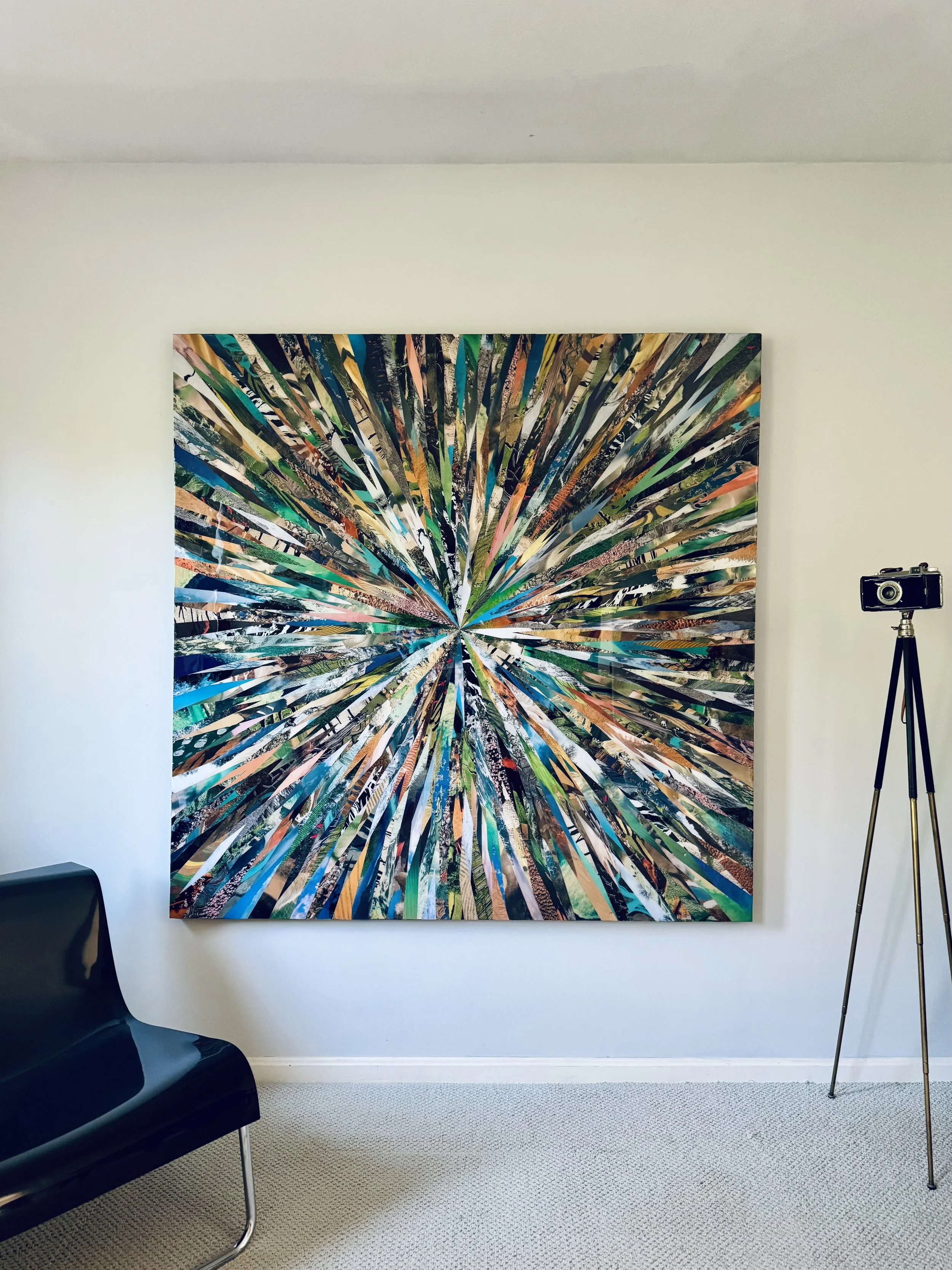 13. 'skirting on the surface', collage & epoxy resin by mike konrad