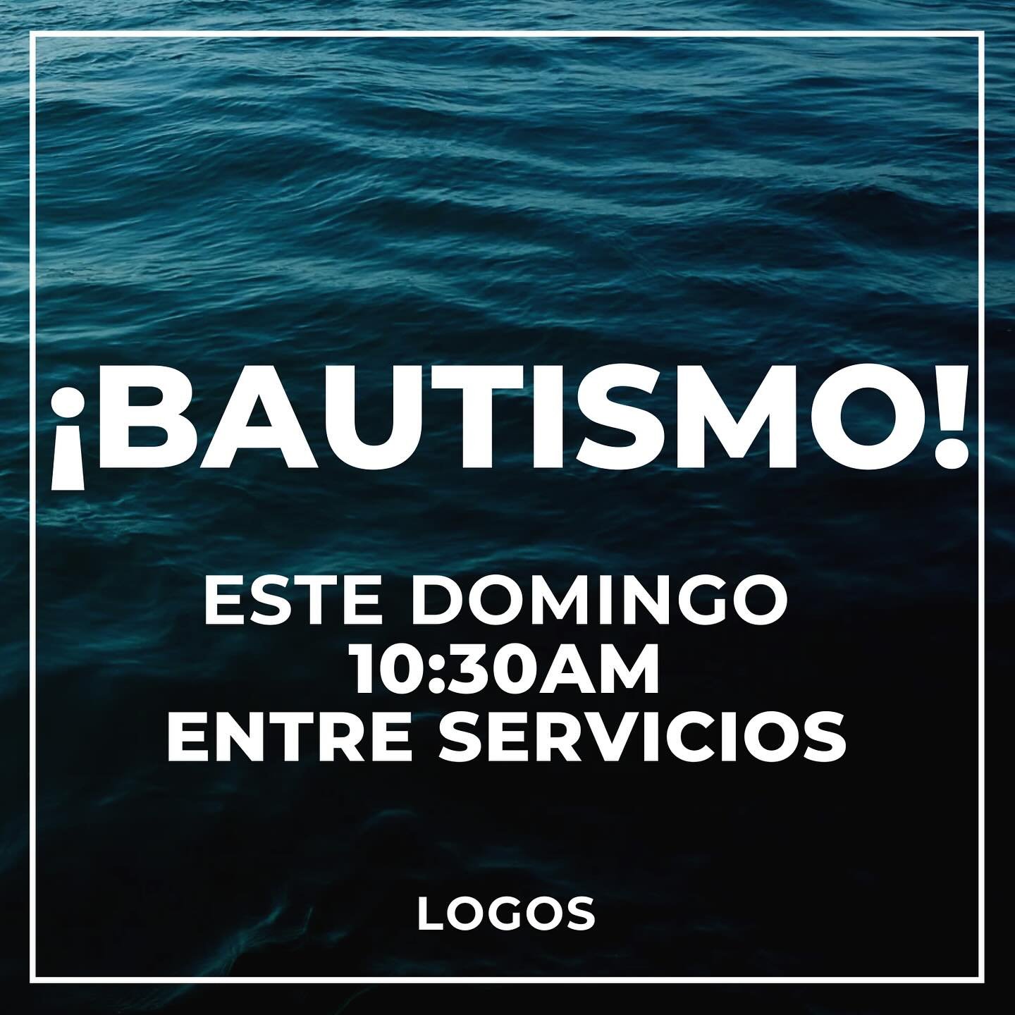 Join us this Sunday! In between services we will baptize one of our brothers who has put his faith in Jesus Christ as LORD. We start at 10:30am sharp!

- 

&ldquo;&iexcl;&Uacute;nete a nosotros este domingo! Entre los servicios bautizaremos a uno de 