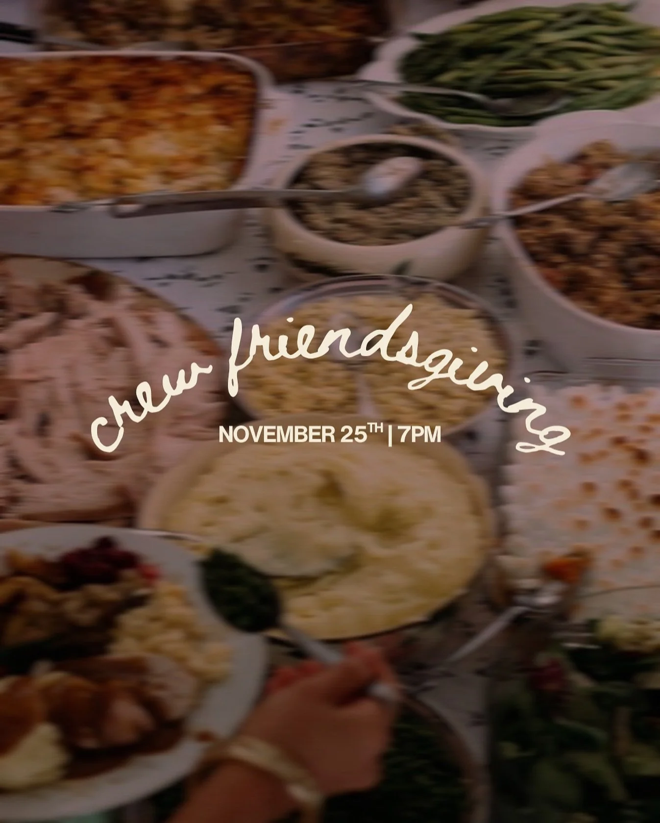 friends + food + fellowship, you in?? 🍂🥧

CREW FAMILY, there&rsquo;s a seat for all of you at Friendsgiving happening next week! Come hungry and bring someone you&rsquo;re thankful for 🫶🏻

Friendsgiving will be potluck style, so please bring your
