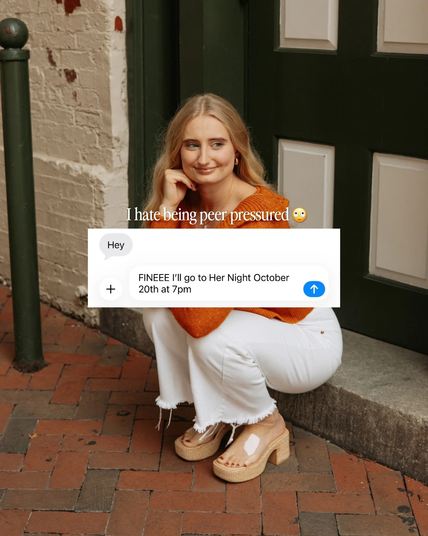 The kind of peer pressure we support 🧡
HER Night &bull; Oct. 20 &bull; 7PM
Tag your girl. She&rsquo;s coming with you!

Free registration | link in bio