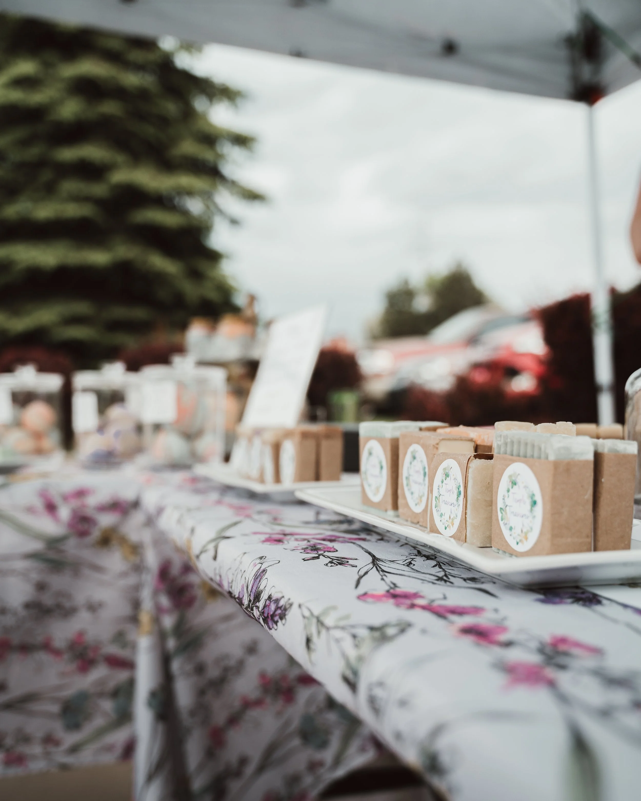 market booth selling soap