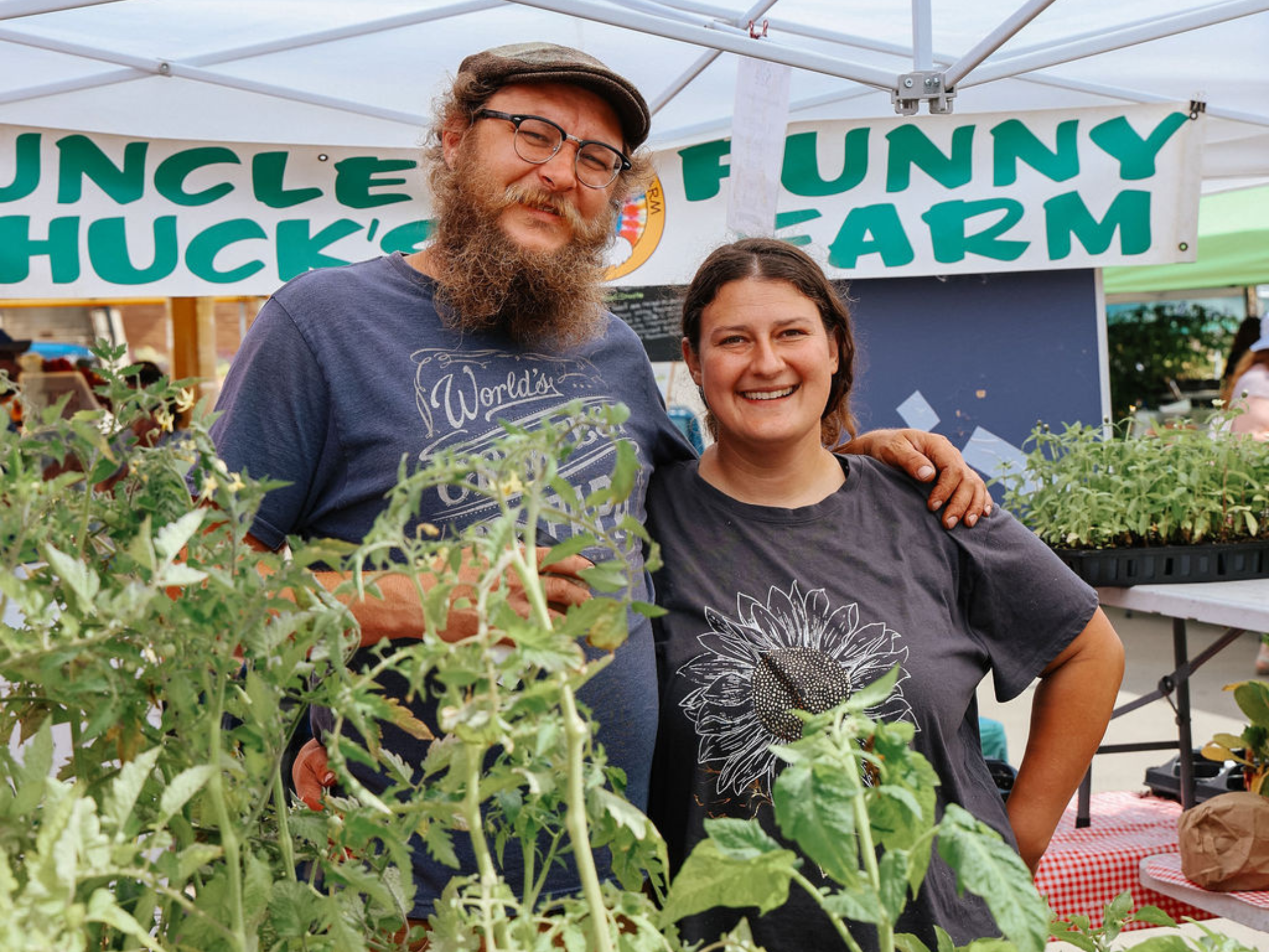 Uncle Chucks Funny Farm owner Brad and Kristal at the market.