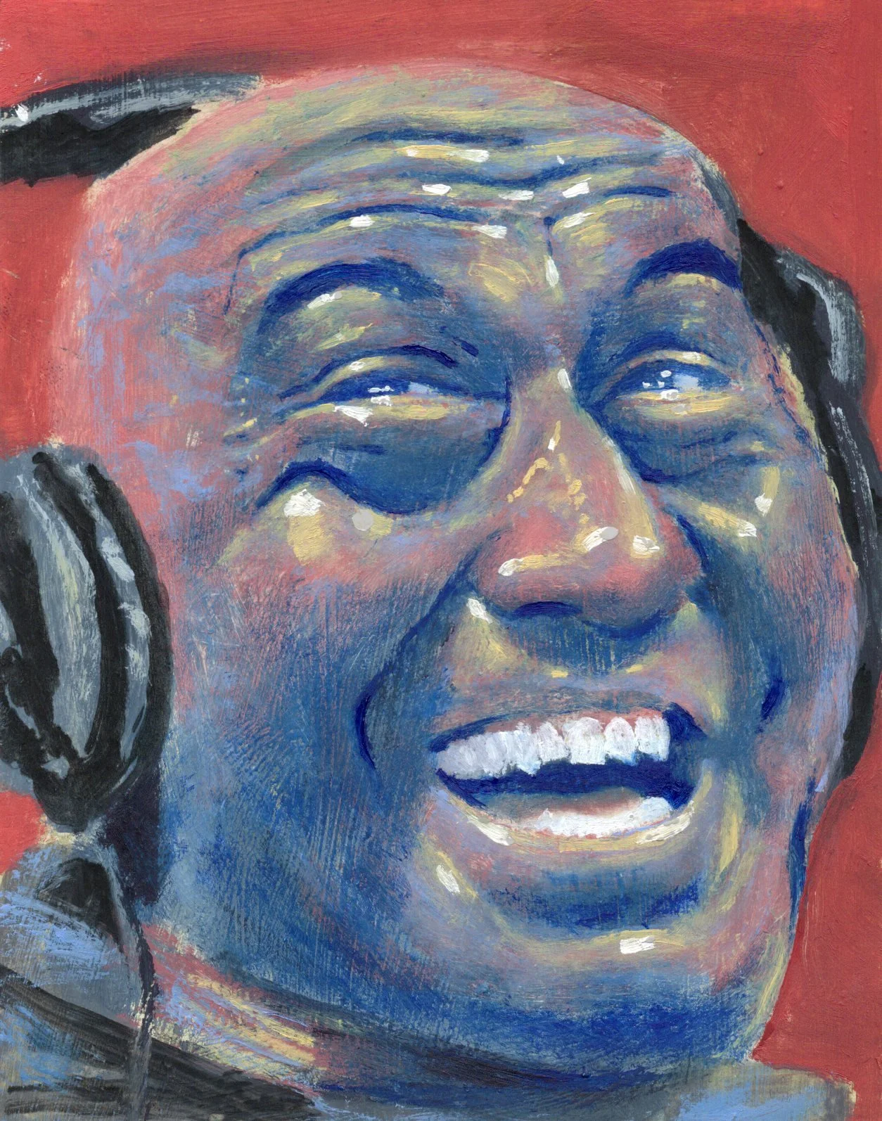 Joe Rogan 13/50, 2025, 5.4"x4.6", Oil on card stock, Available for purchase