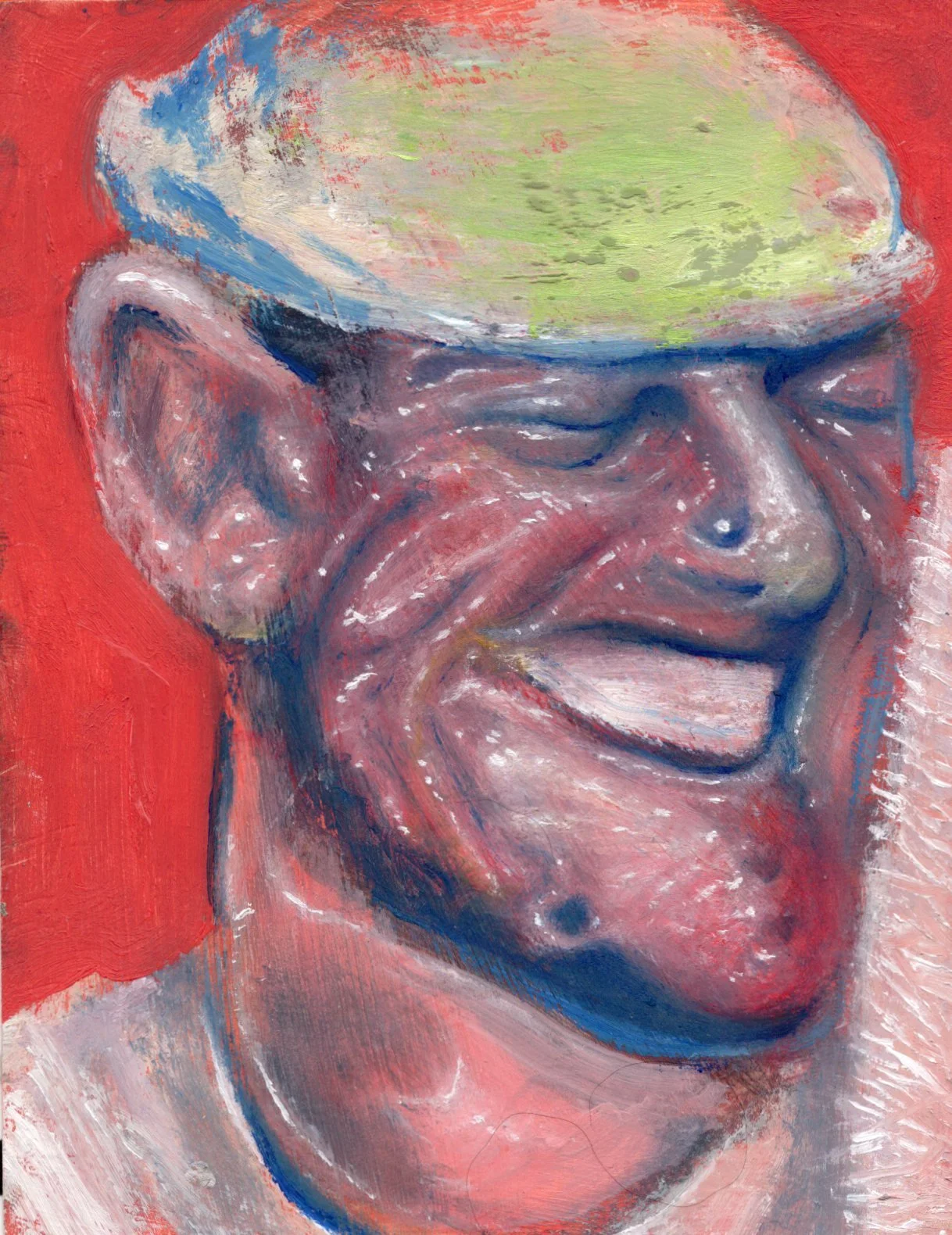 Justin Bieber 01/50, 2025, 5.4"x4.6", Oil on card stock, Available for purchase