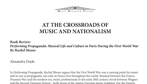 Screenshot from review of Performing Propaganda by Rachel Moore