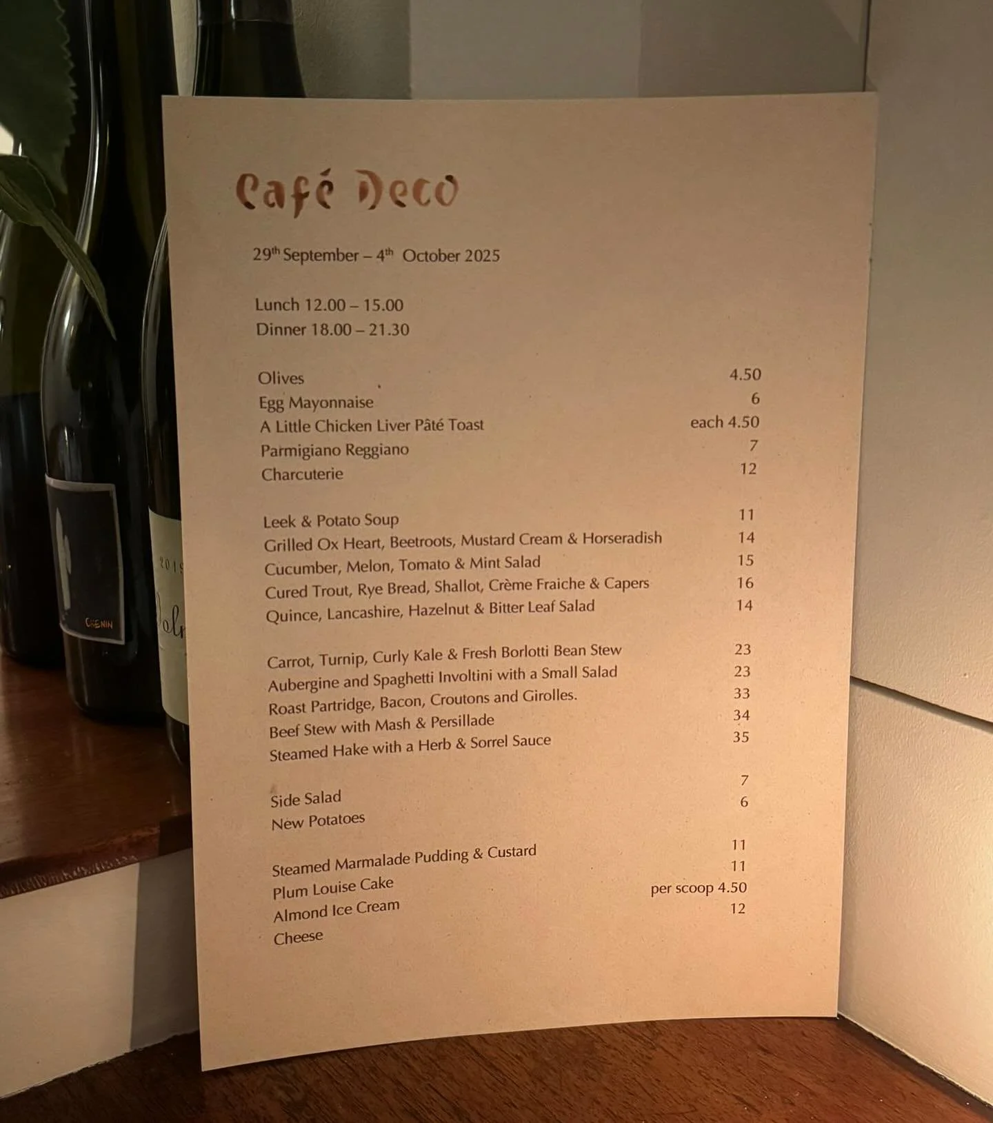 Here is our menu for the coming week. Game making its first appearance of the season. To make a booking, either click on the reserve button in our bio or give us a call on 020 8091 2108.