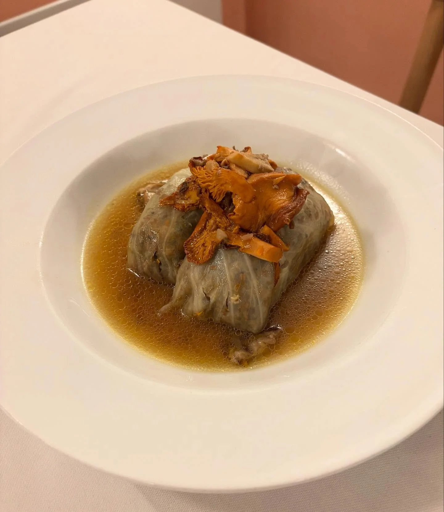 Gołabki are back! And these ones are fancy… Stuffed with ceps, girolles & buckwheat in a mushroom broth. On all this week.
