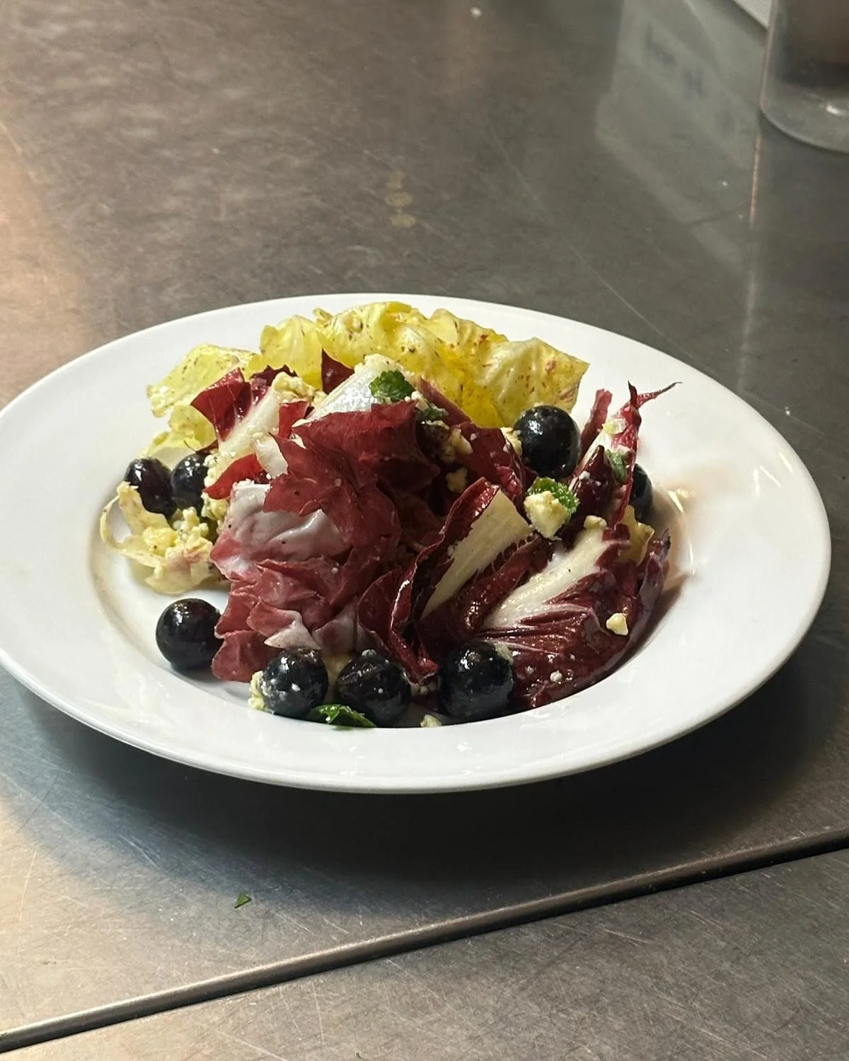 We’ve let the ball drop a little on our Instagram recently but here are some dishes we’ve been cooking this week
Fragola Grape, Devon Blue, Bitter Leaf & Mint Salad
Poached Leeks, Brown Shrimp & Chervil
Roast Partridge, Game Chips