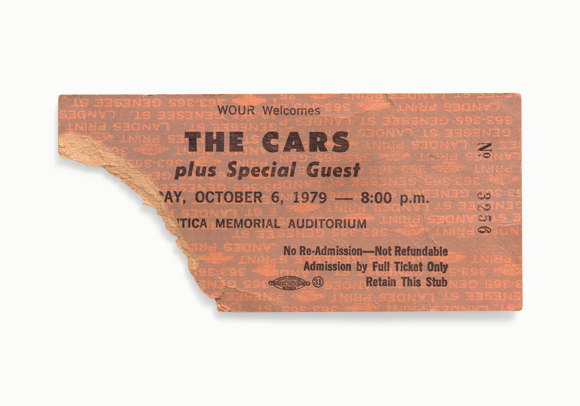 The Cars, Utica Memorial Auditorium, Utica, NY 1979