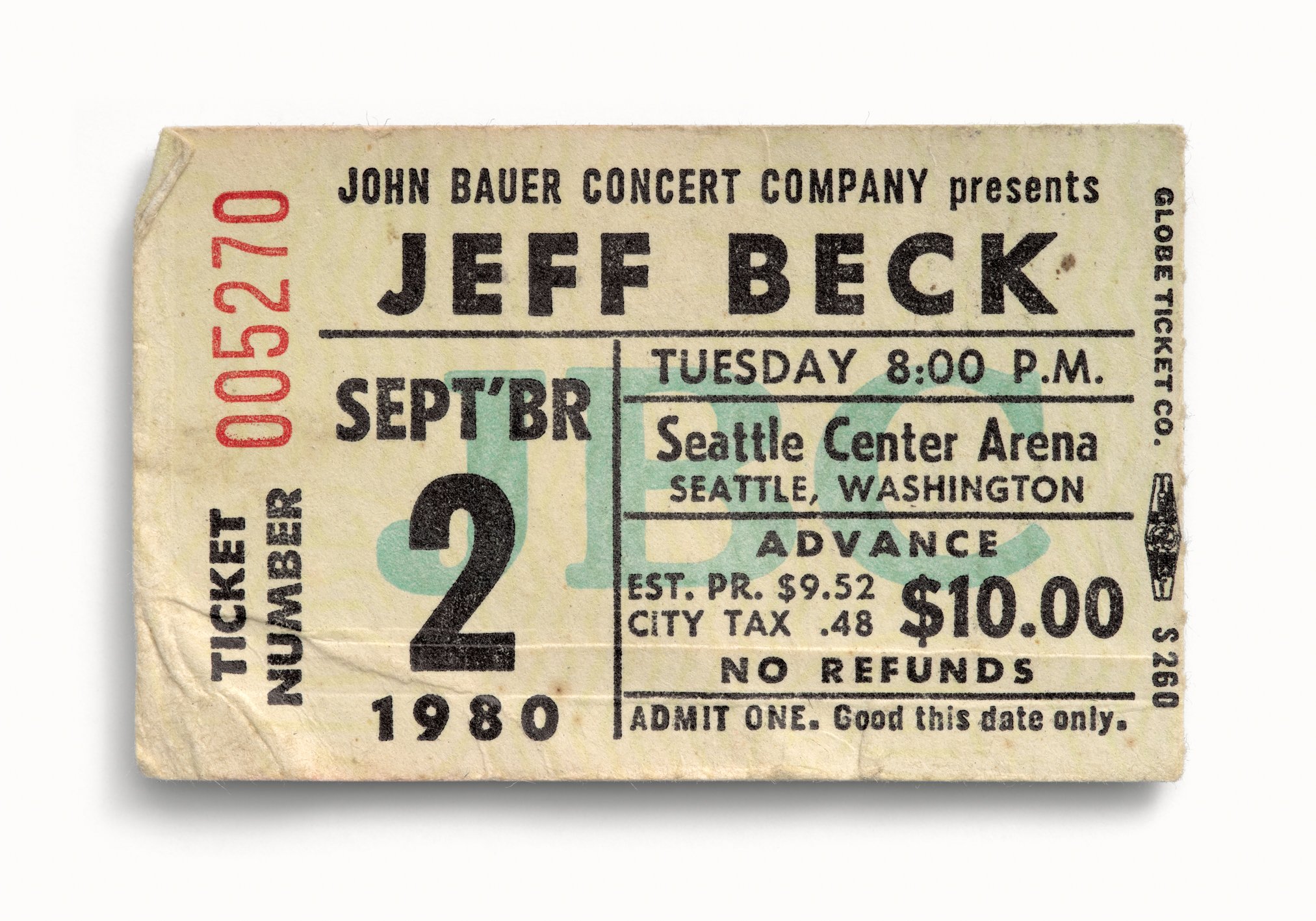 Jeff Beck, Seattle Center Arena, Seattle, WA 1980