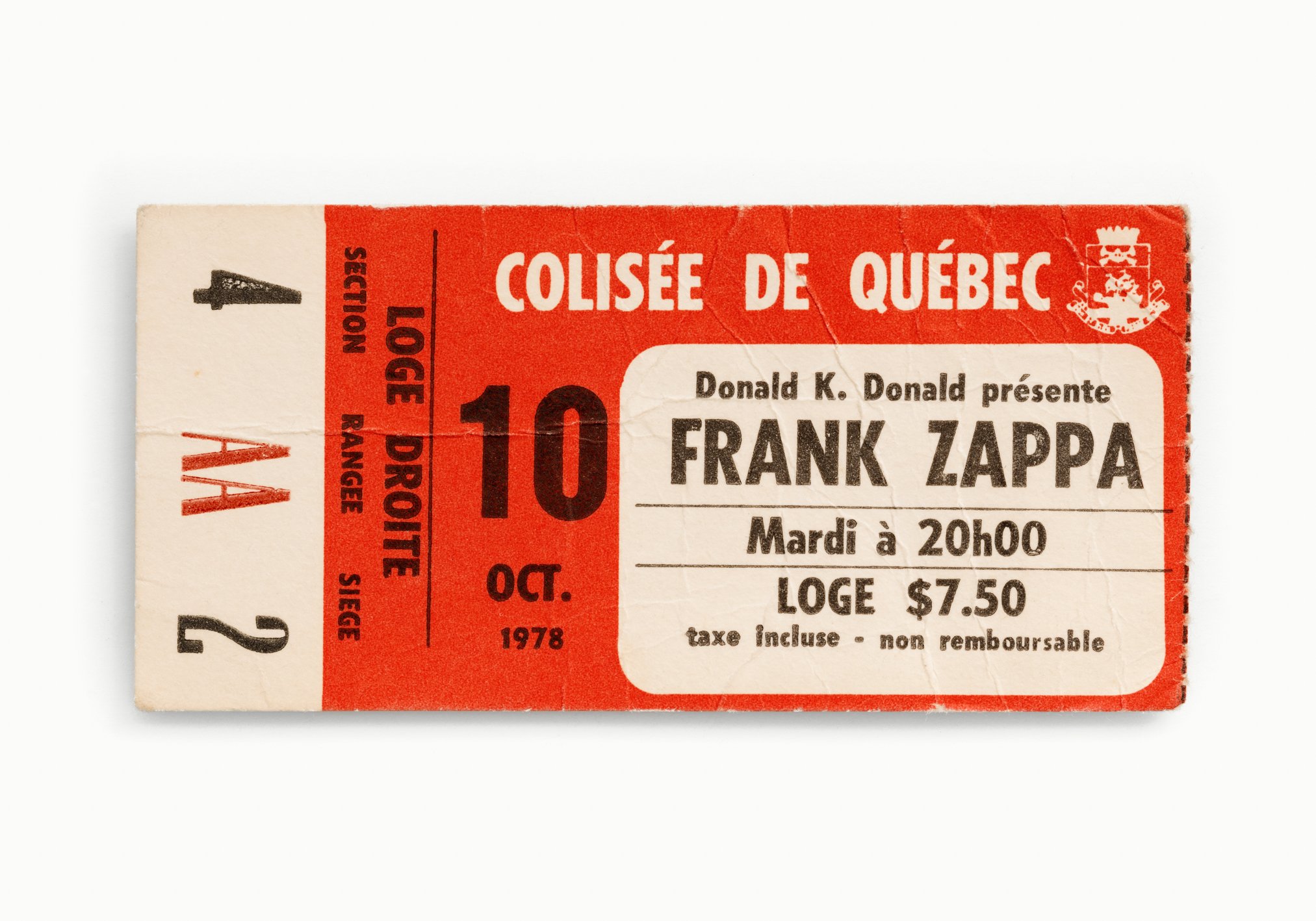 Frank Zappa, Colisee De Quebec, Quebec City, Canada 1978