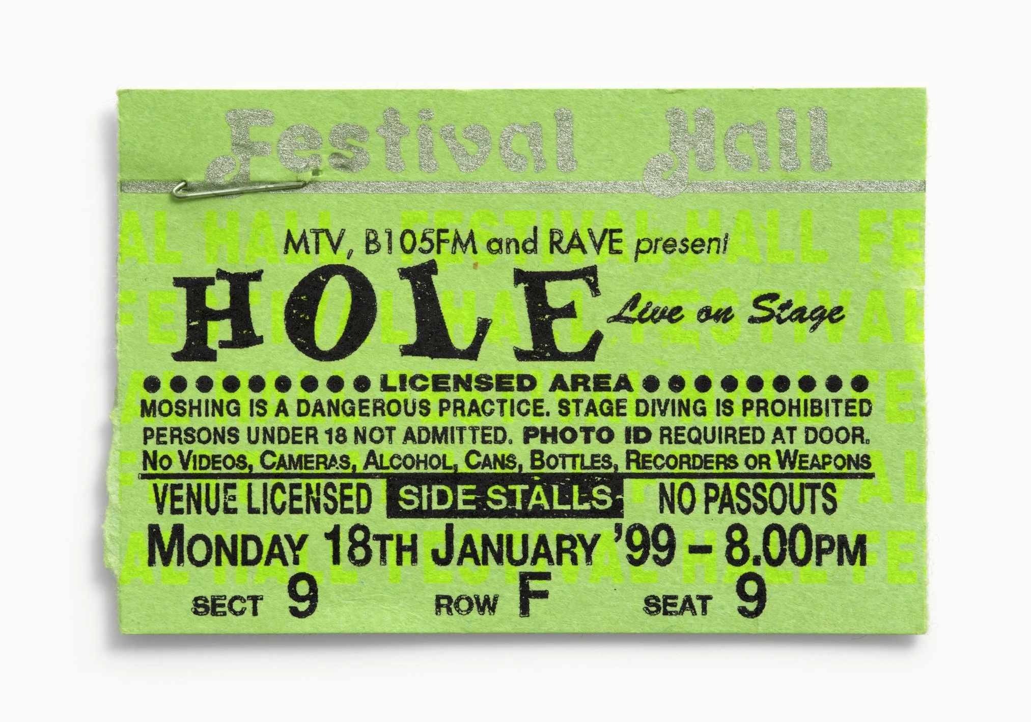 Hole, Festival Hall, Brisbane, Australia 1999