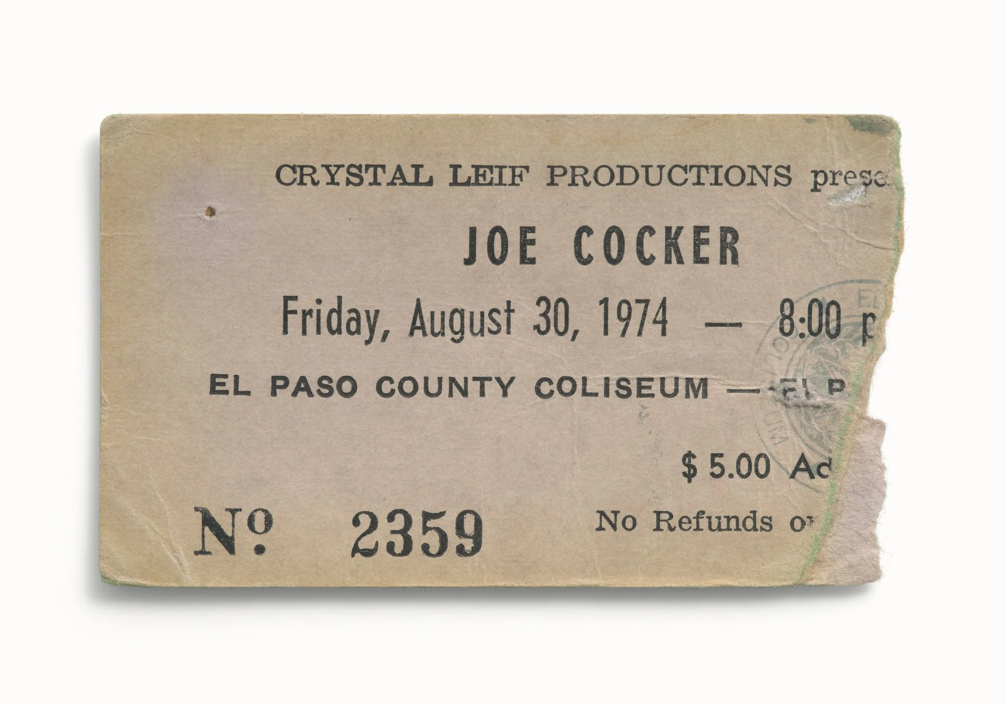 Joe Cocker, El Paso County Coliseum, El Paso, TX 1974