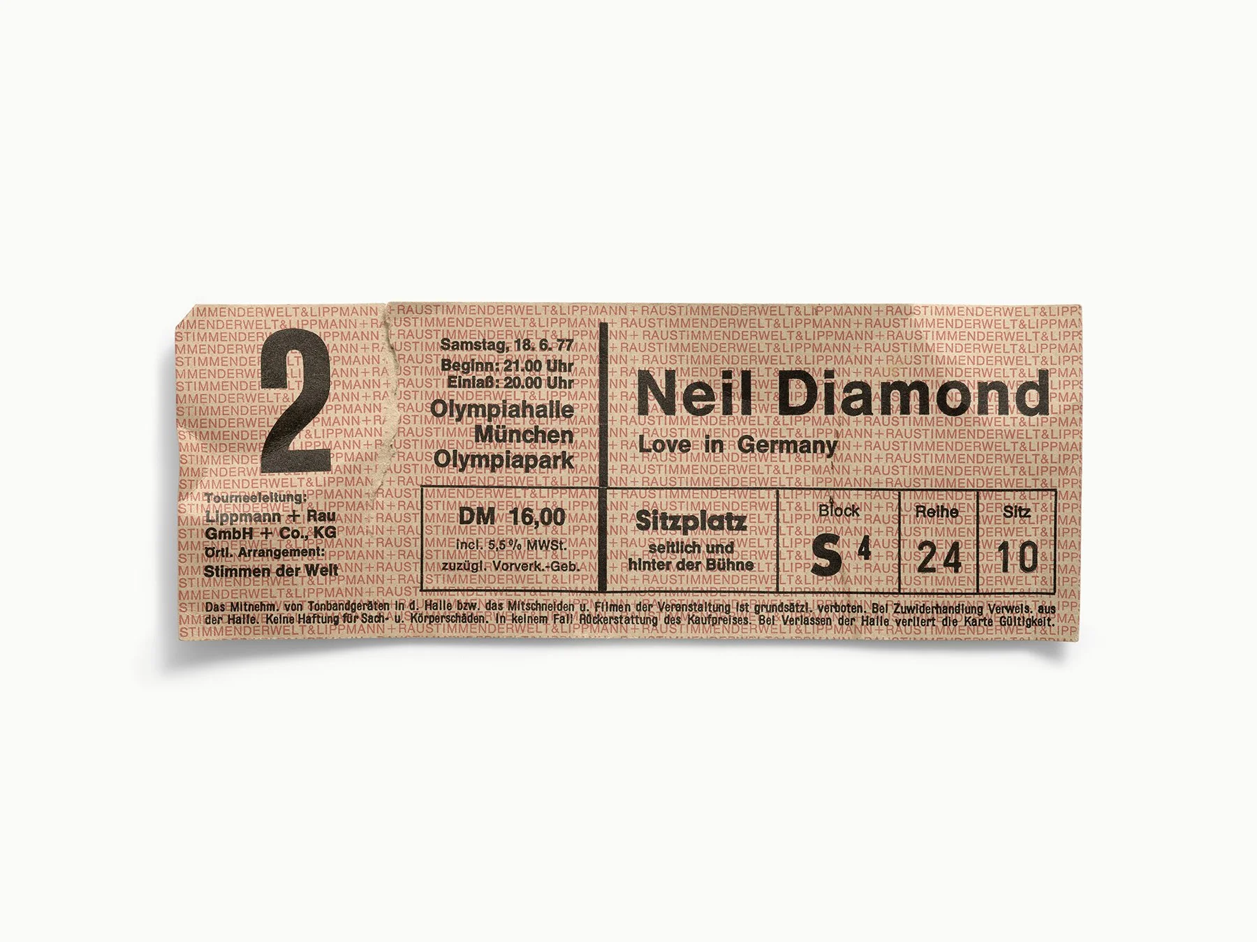 Niel Diamond, Olympiahalle, Munich, Germany 1977