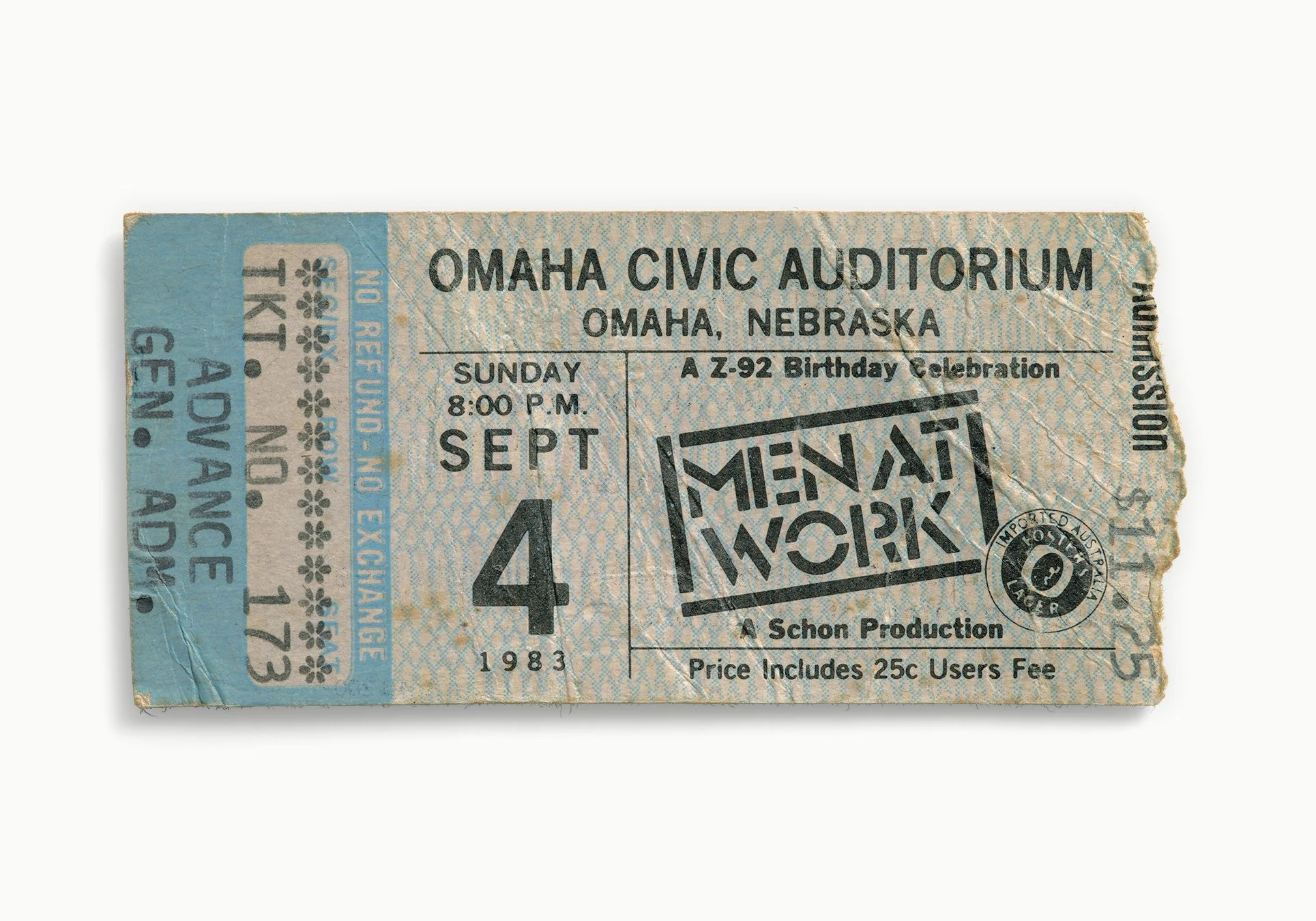 Men At Work, Omaha Civic Auditorium, Omaha, NE 1983