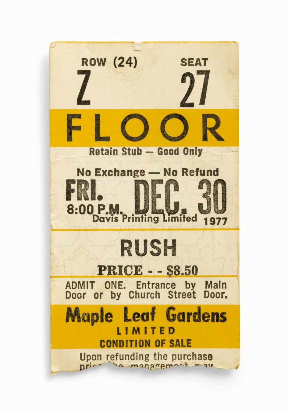Rush, Maple Leaf Gardens, Toronto, Canada 1977