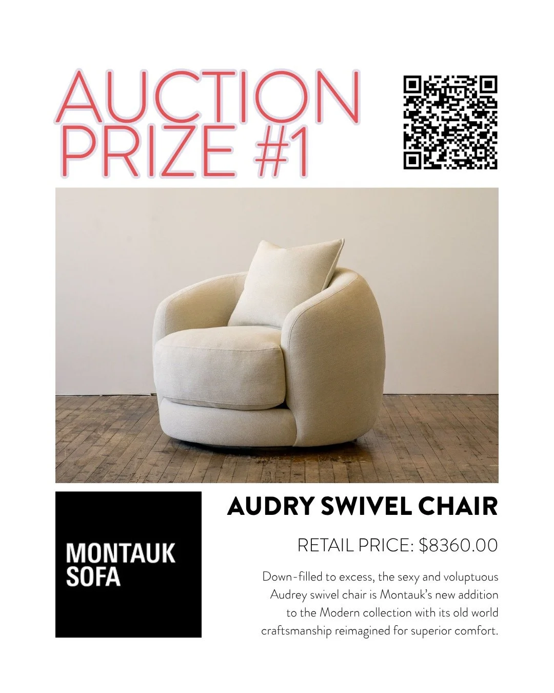 Down-filled to excess, the sexy and voluptuous Audrey swivel chair is Montauk&rsquo;s new addition to the Modern collection with its old world craftsmanship reimagined for superior comfort. Donated by @montauksofa 

Check out the link in our bio to b
