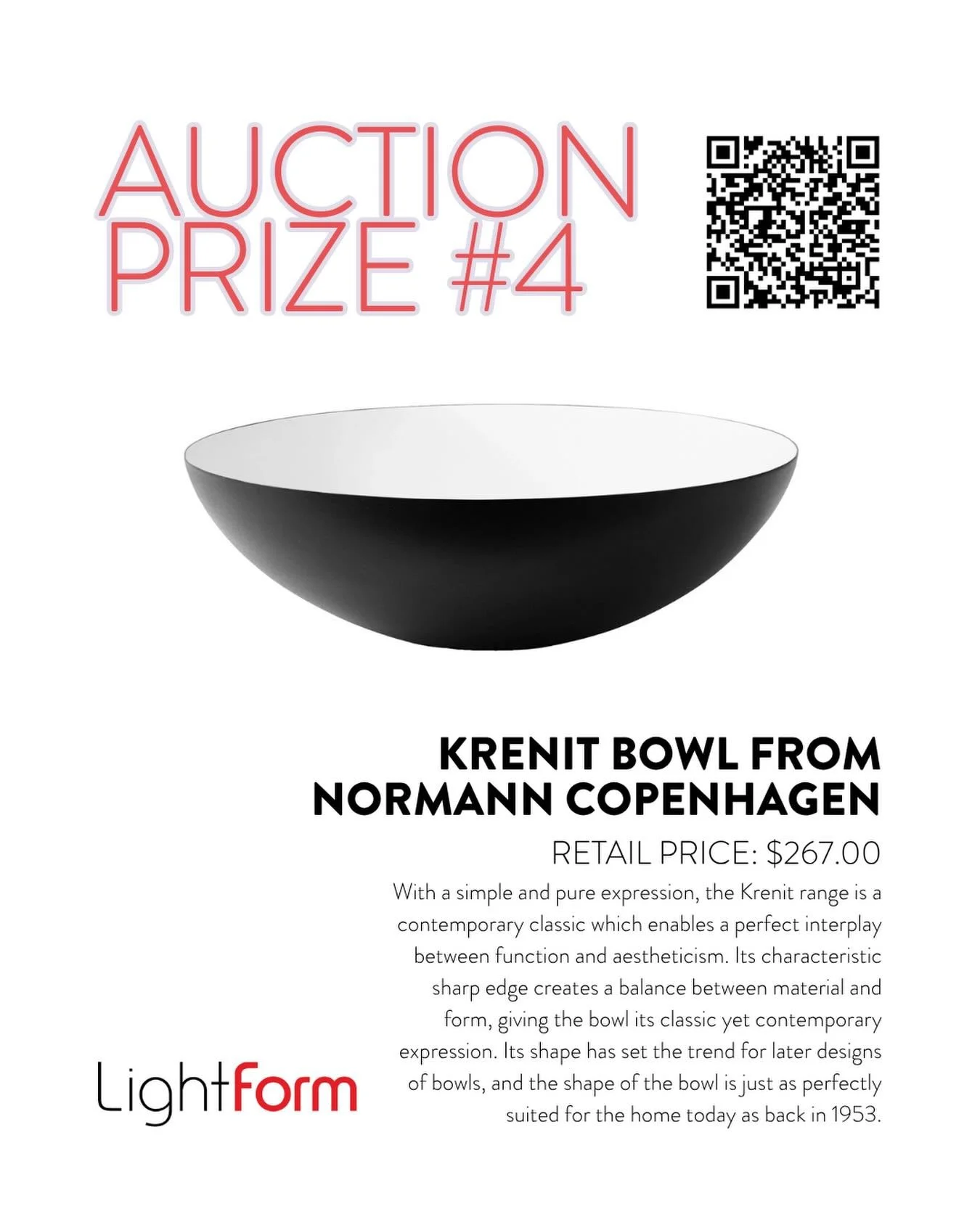 Donated by @lightform_shop - Kernit Bowl

With a simple and pure expression, the Krenit range is a contemporary classic which enables a perfect interplay between function and aestheticism. Its characteristic sharp edge creates a balance between mater