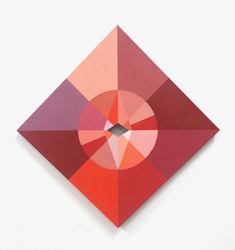   Meridian 21,  acrylic on cut linen, 28” x 28”, 2020 
