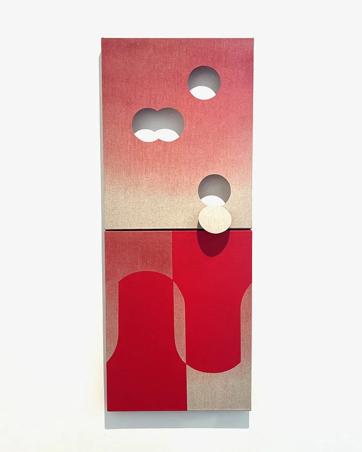 Equivalence Diptych 1, 2026
Acrylic stain and acrylic on cut linen
Two canvases
40" x 16"


