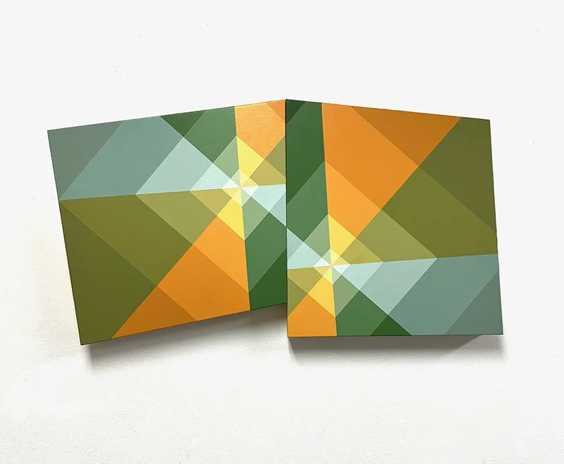 Sundog 44, 2022, acrylic on two panels,           15" x 25" 