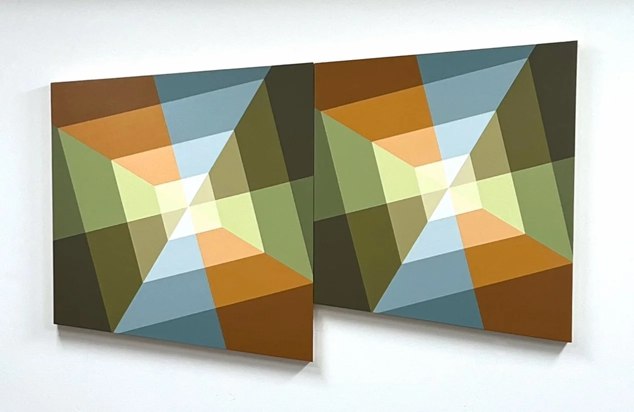 Sundog 26, 2022, acrylic on two panels,           33" x 53"