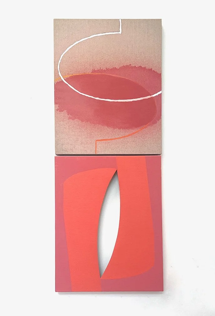Equivalence Diptych 3:
Feeling The Love, 2026
Acrylic, oil, and acrylic stain on cut linen
Two canvases
40" x 16"