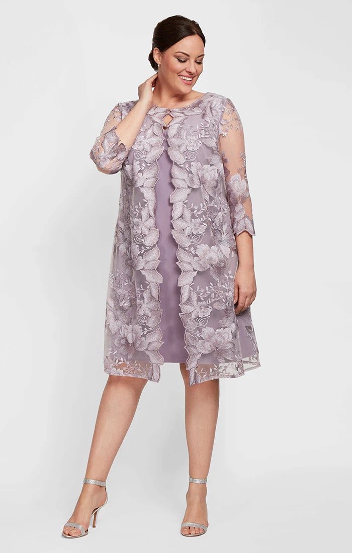 Lace Mock Jacket with Sheath Dress