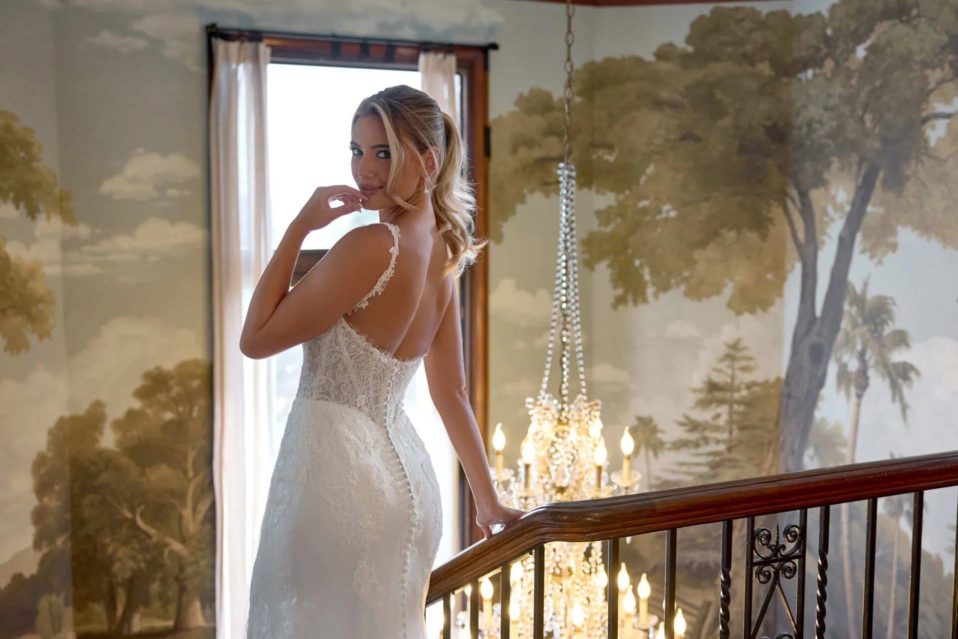 A bride wearing a beautiful wedding dress from Aliya Bridal in Sarnia, Ontario