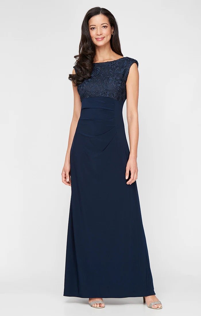 Empire Waist Gown with Cowl Back Detail
