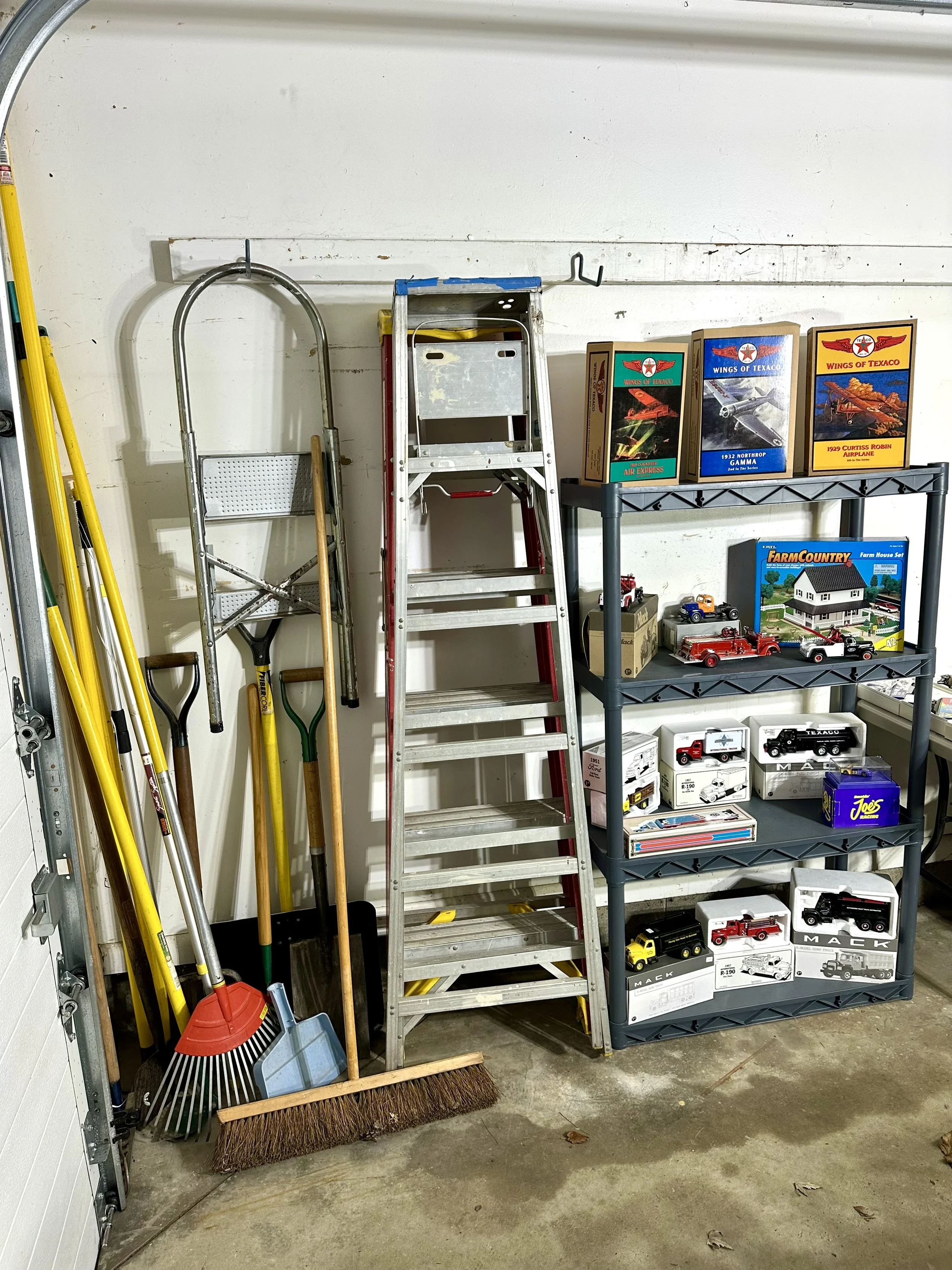 gardening tools and ladders