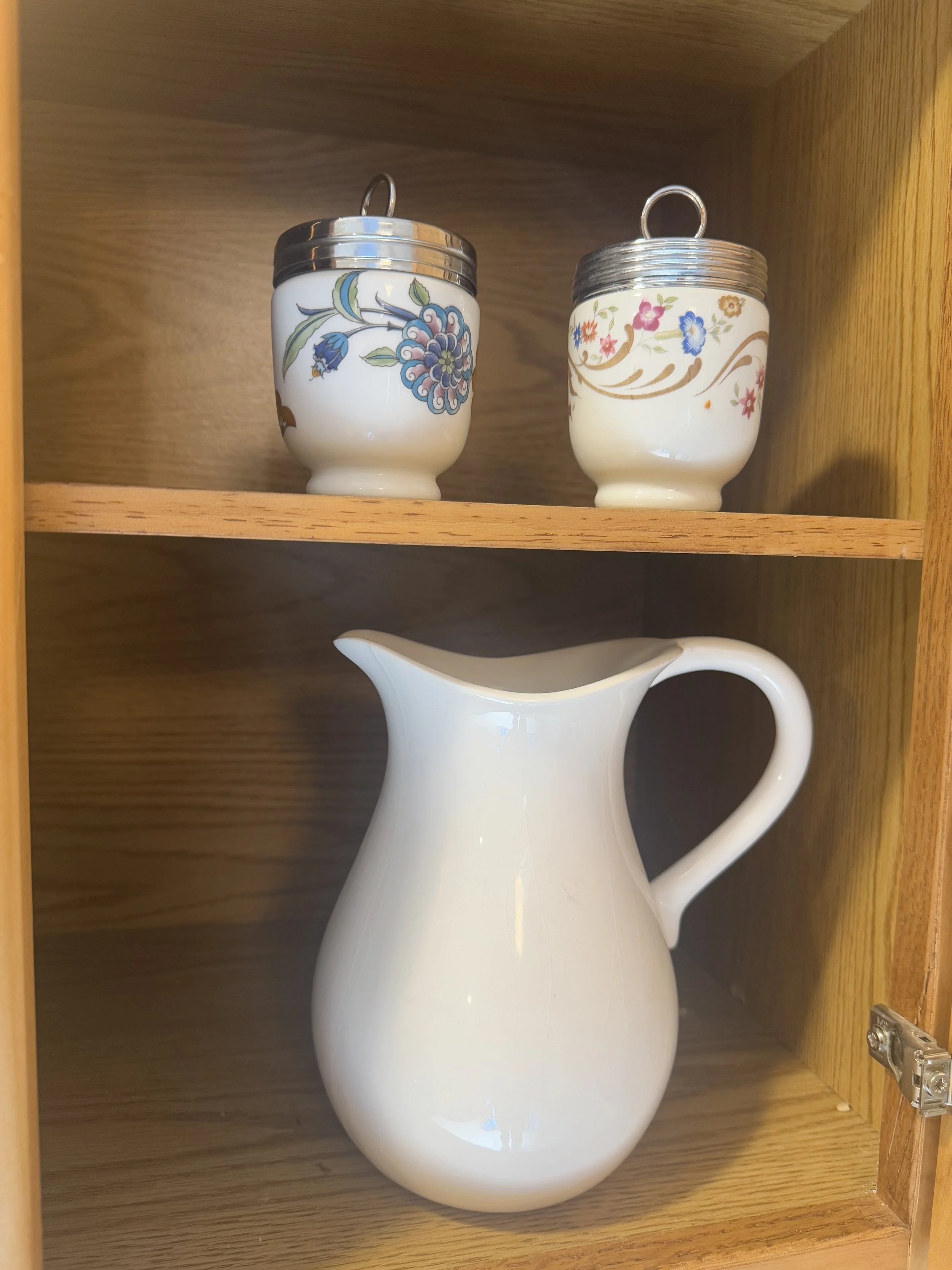 Egg coddlers and pitcher