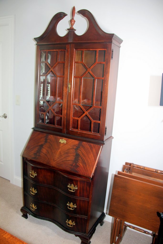 Vintage Flamed Mahogany Secretary Desk
