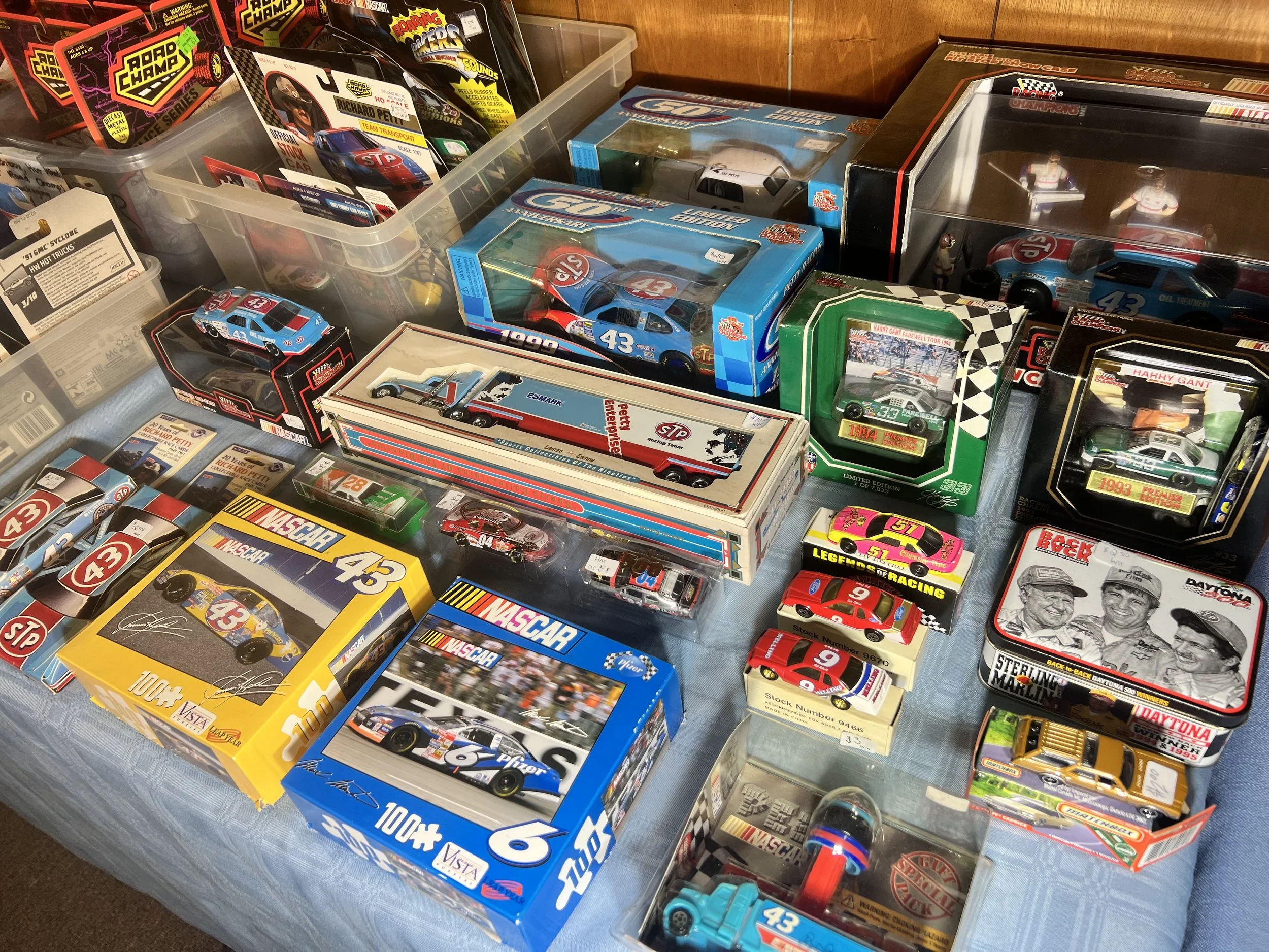Richard Petty collection featuring #43 STP cars and transporters