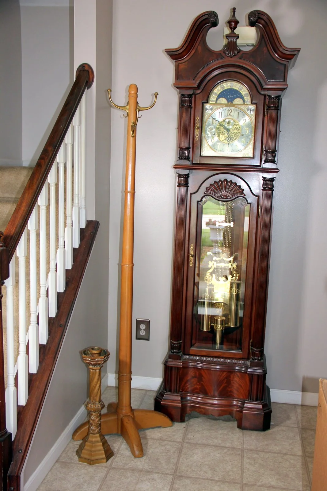 Sligh Tallcase Clock, Hat Rack
