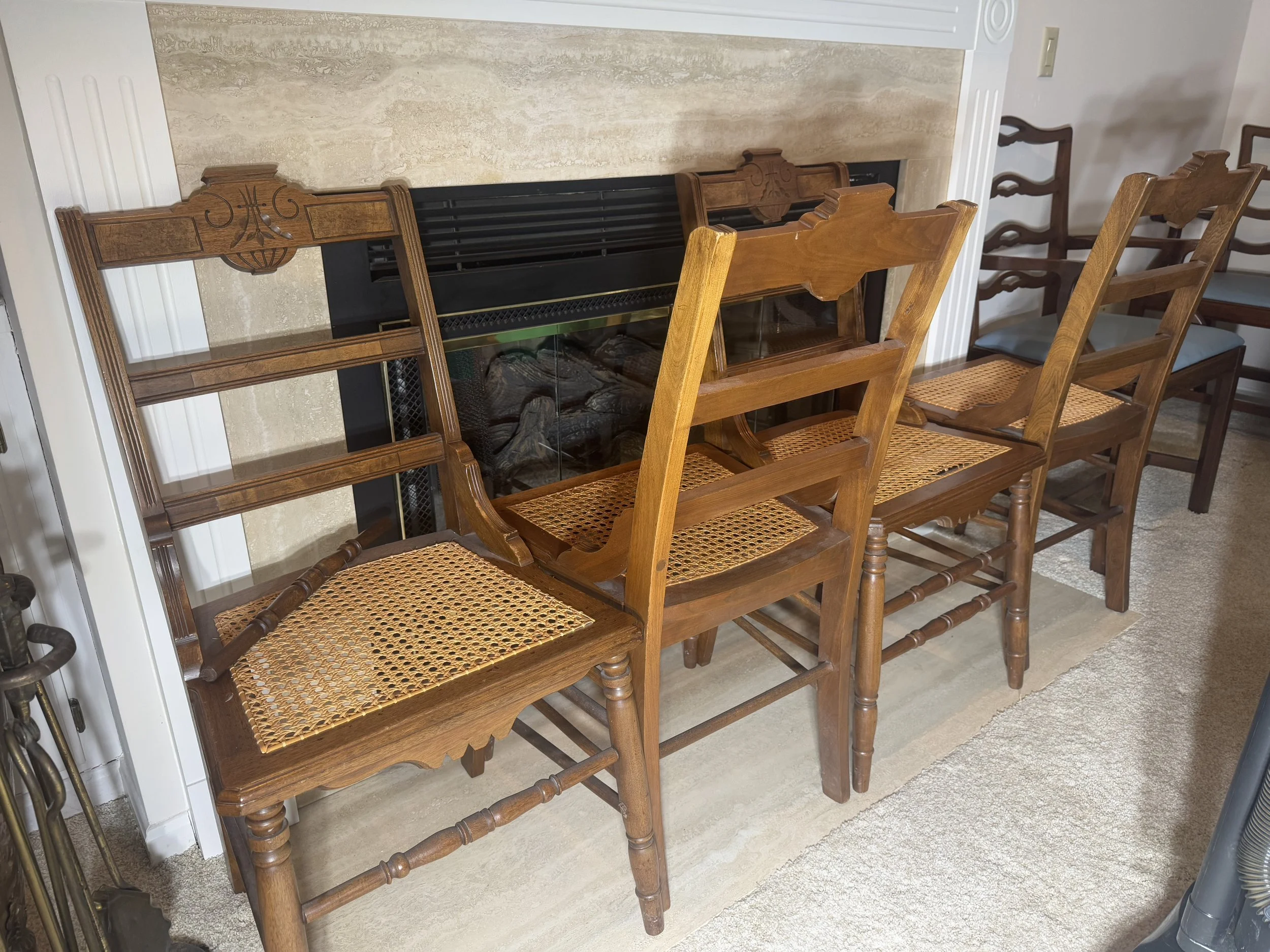 late 1800s Eastlake chairs with cane seats