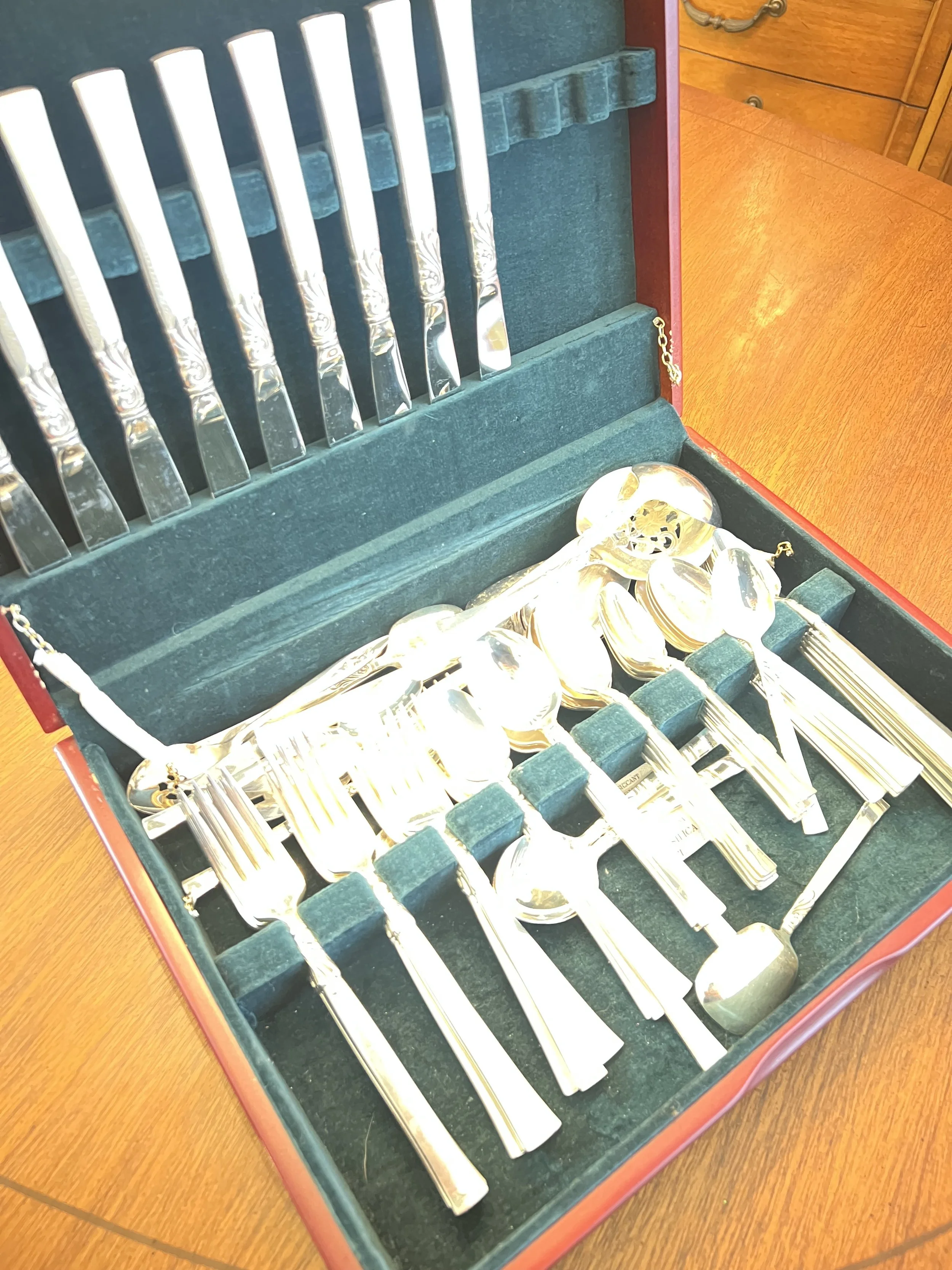 Flatware in wooden box