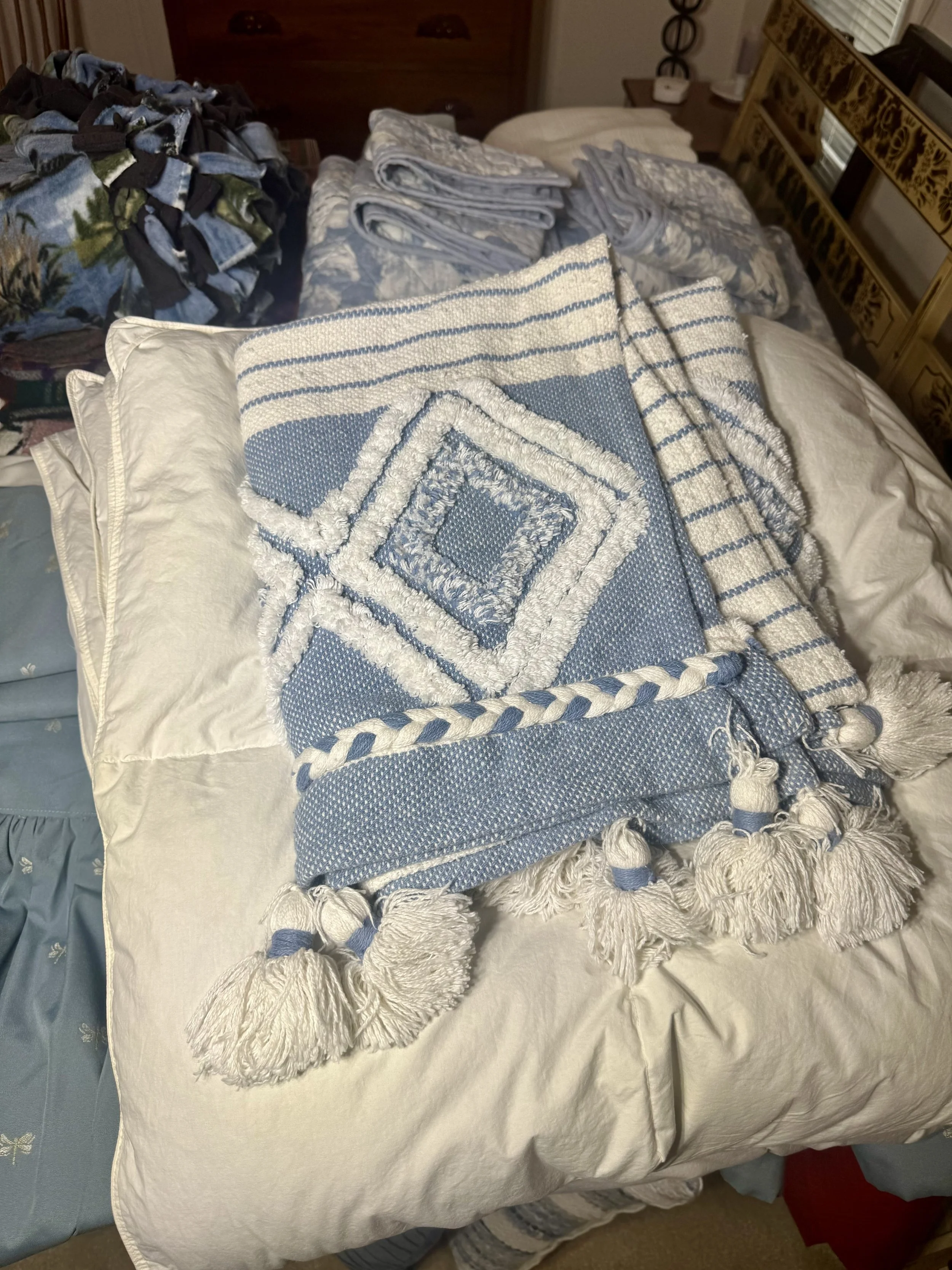 down comforter and throw blanket