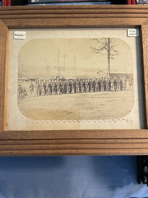 OUTSTANDING Albumen View 22nd Ohio Company I Infantry with Soldiers Names on Back