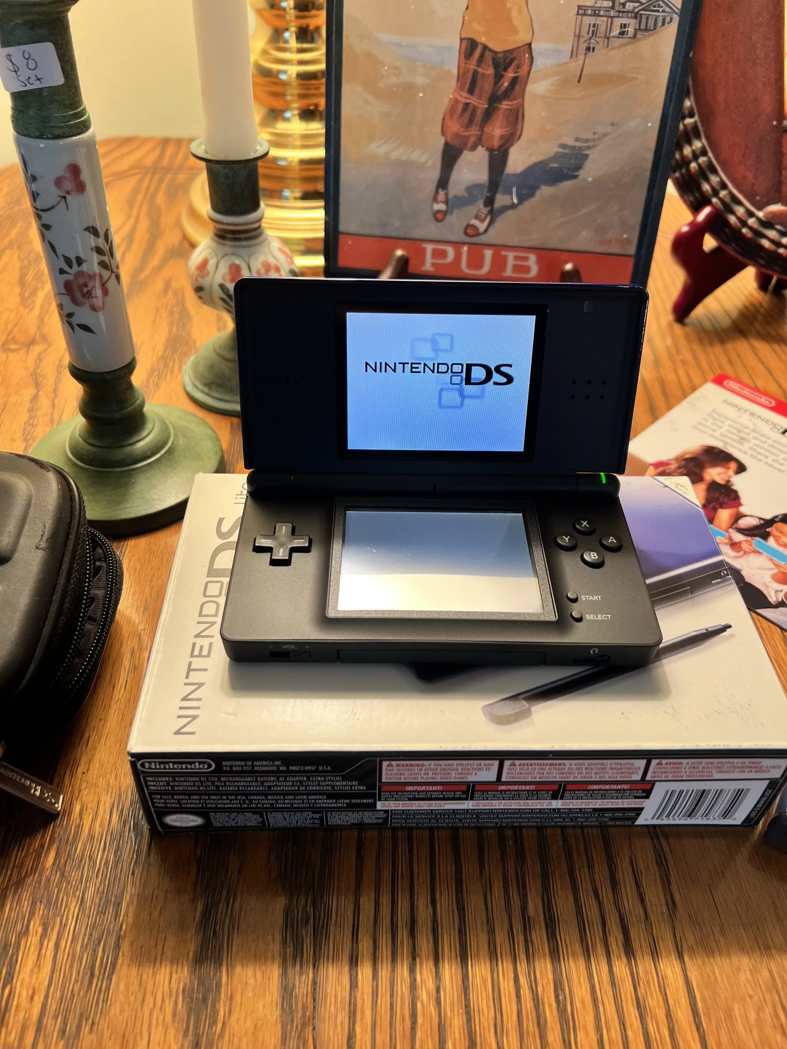 Nintendo DS Lite: Cobalt blue unit with original box, case, and a game