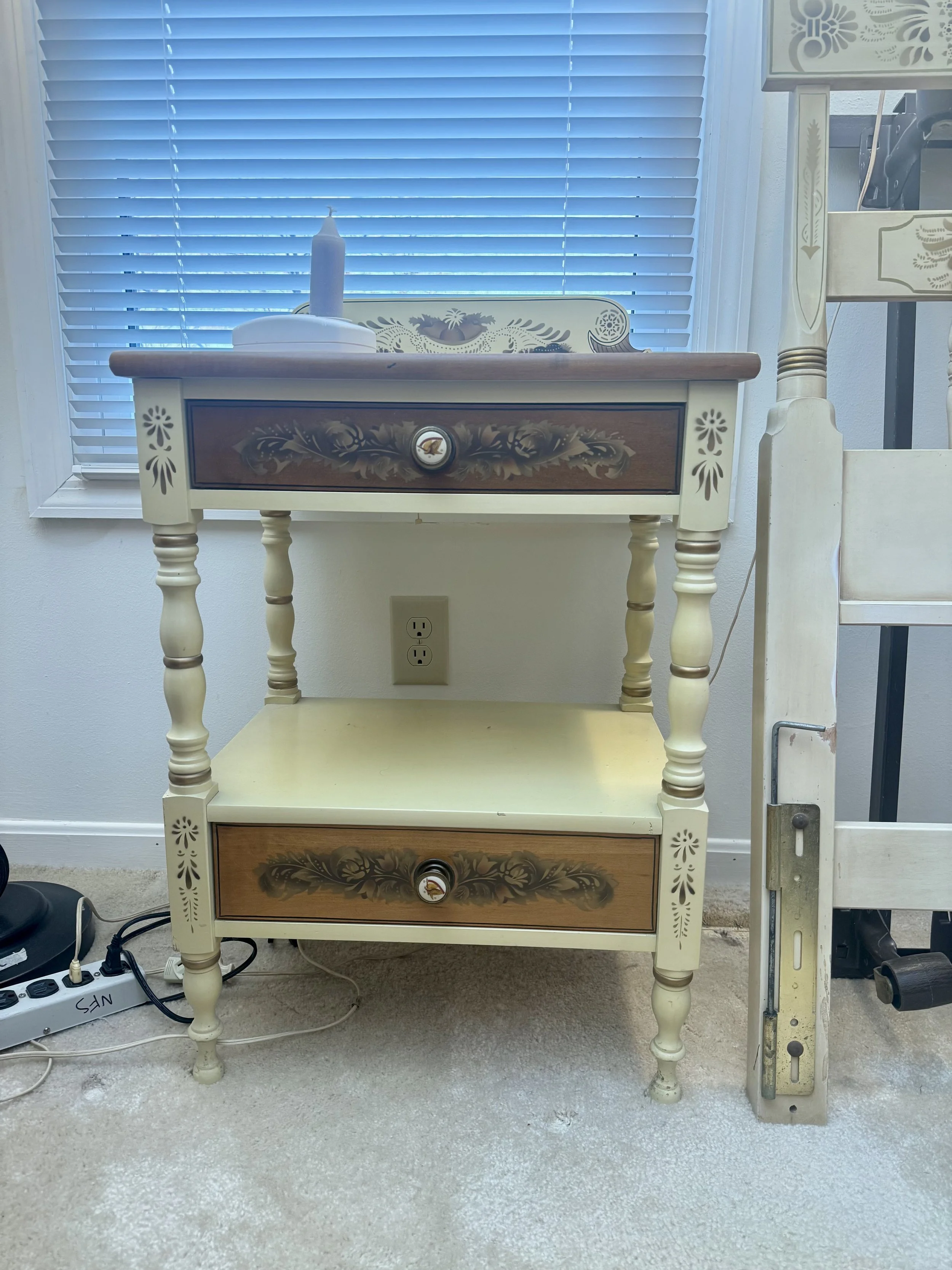 Vintage Hitchcock Furniture solid maple stenciled nightstand