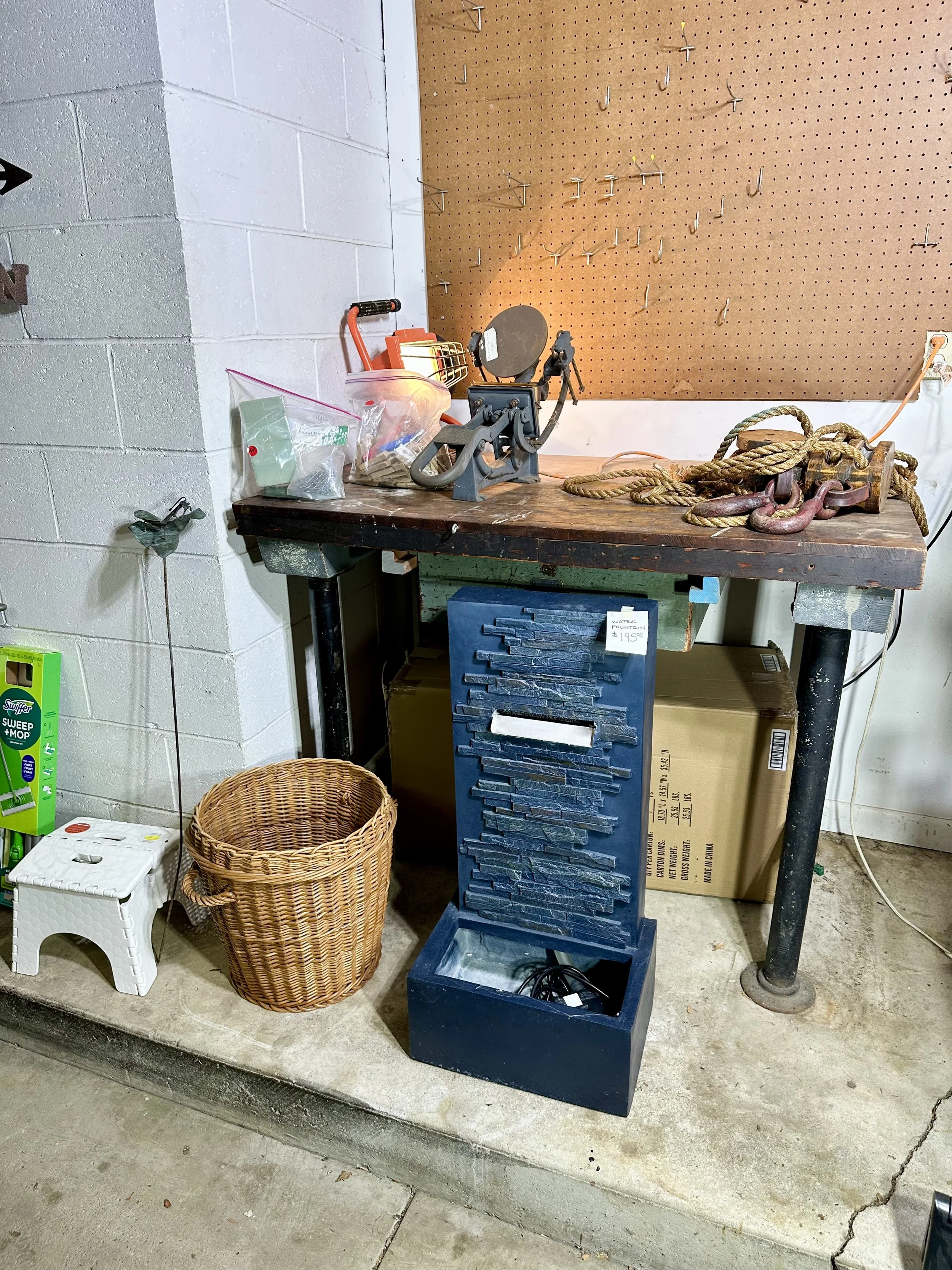 cascading water fountain with LED lights